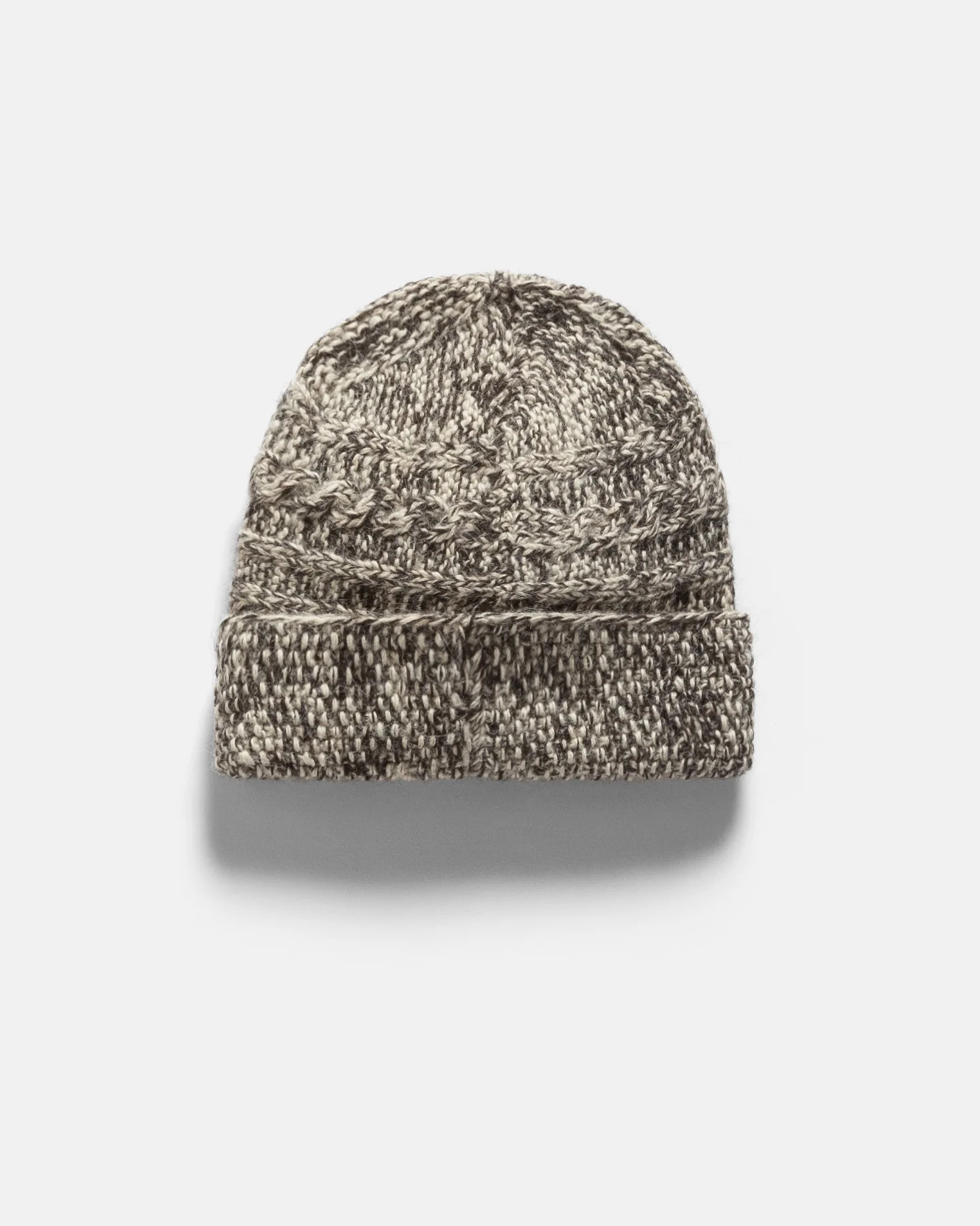 HIMALAYAN HAND-KNIT CABLED BEANIE - TONAL UNDYED NOMADIC WOOLEN MOULINÉ - Image 3