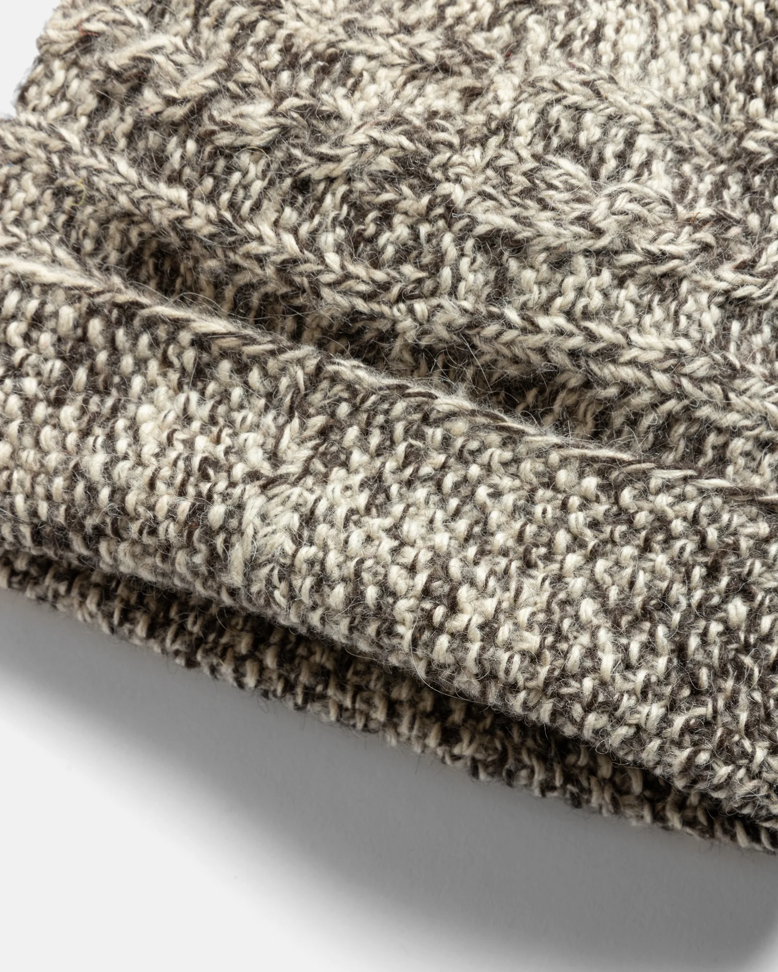 HIMALAYAN HAND-KNIT CABLED BEANIE - TONAL UNDYED NOMADIC WOOLEN MOULINÉ - Image 4