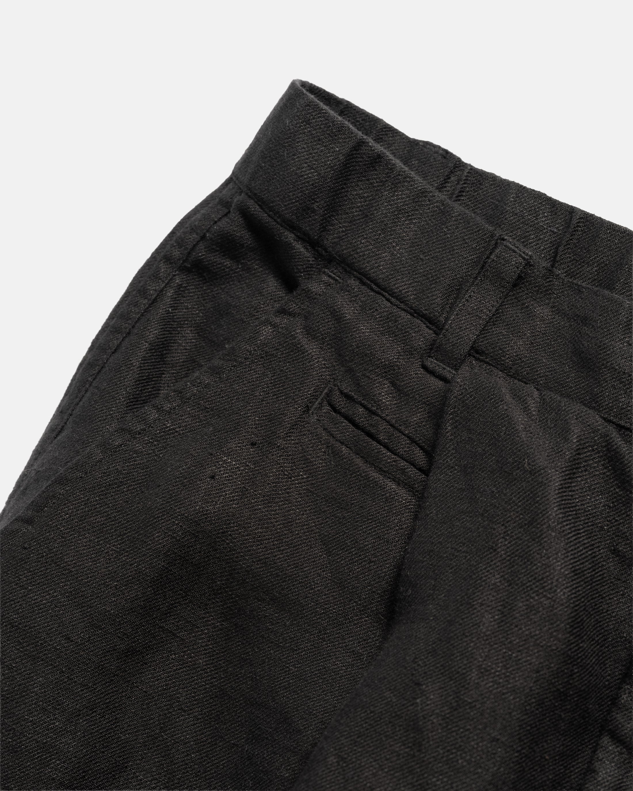 KELL PLEATED BIG PANT - BLACK LINEN TWILL - Image 3