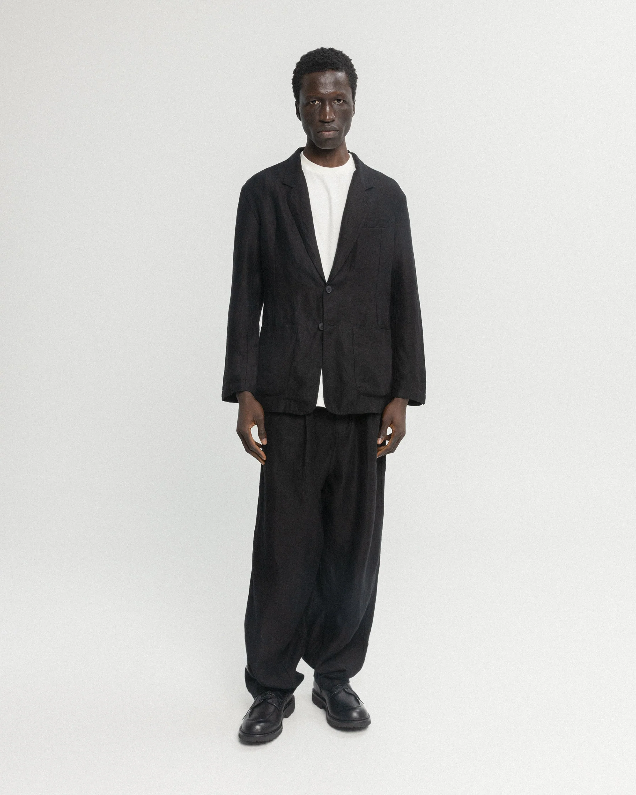 KELL PLEATED BIG PANT - BLACK LINEN TWILL - Image 4