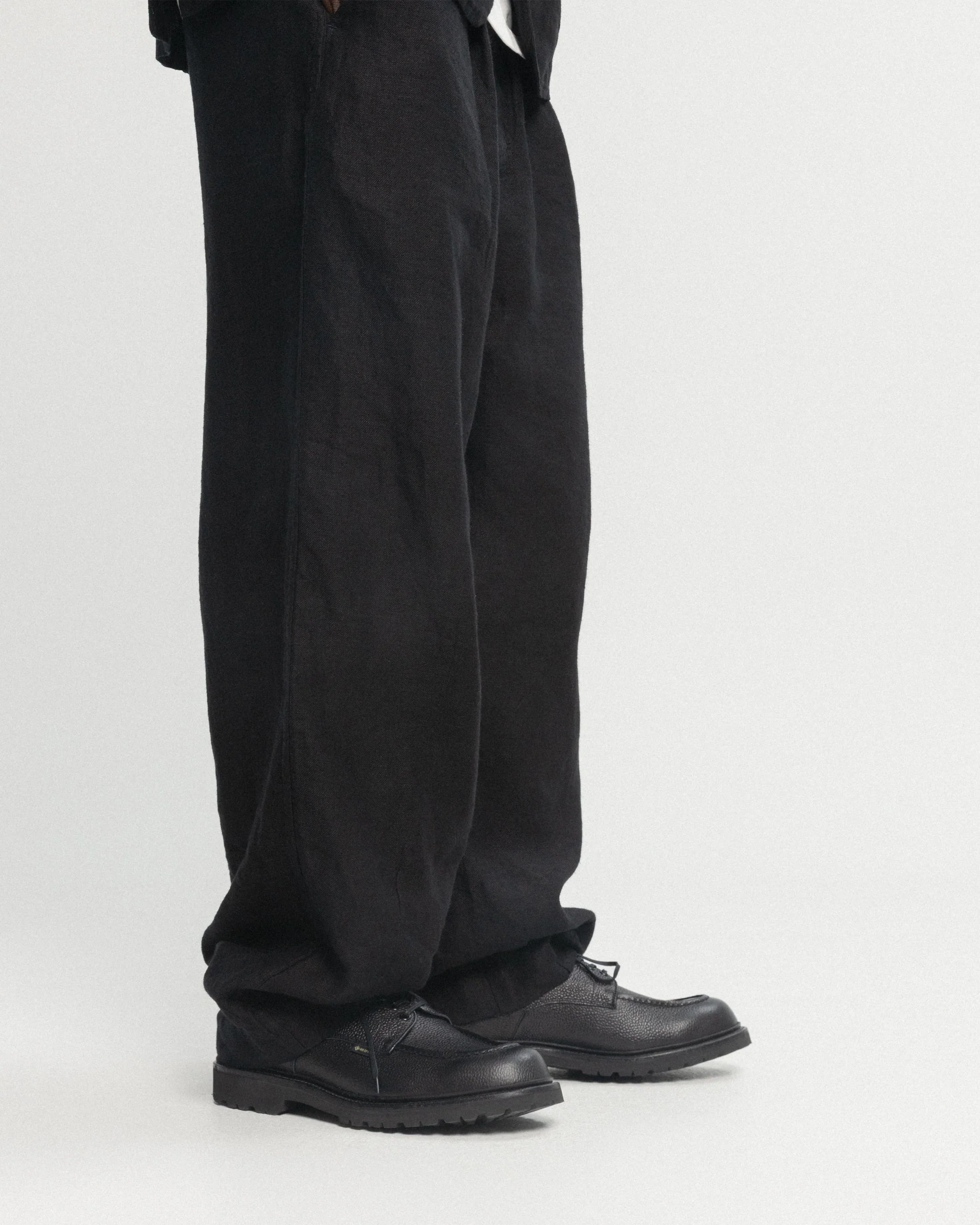 KELL PLEATED BIG PANT - BLACK LINEN TWILL - Image 6