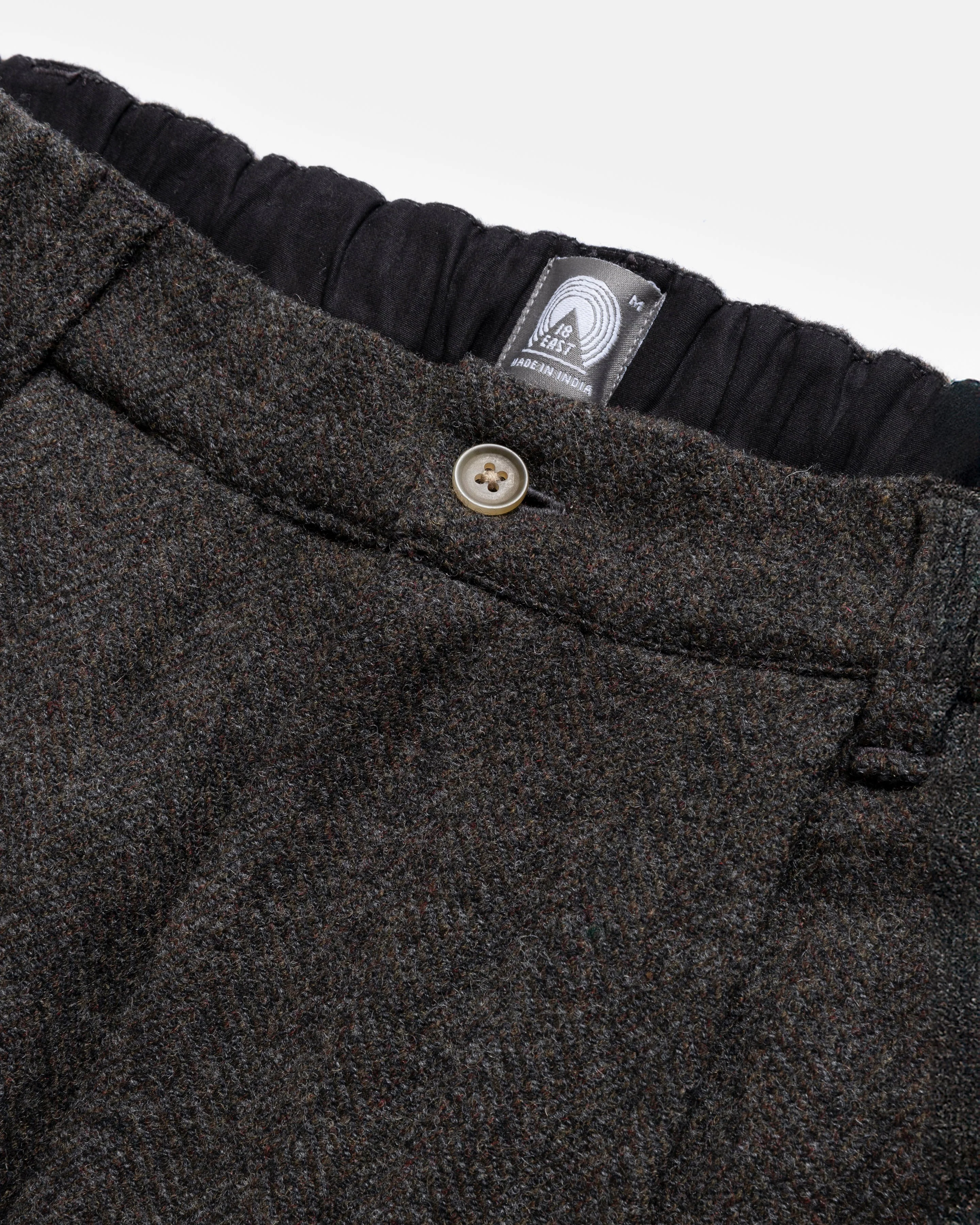 KELL PLEATED BIG PANT - CHARCOAL / DARK CACAO HERRINGBONE WOOLEN TWEED - Image 3