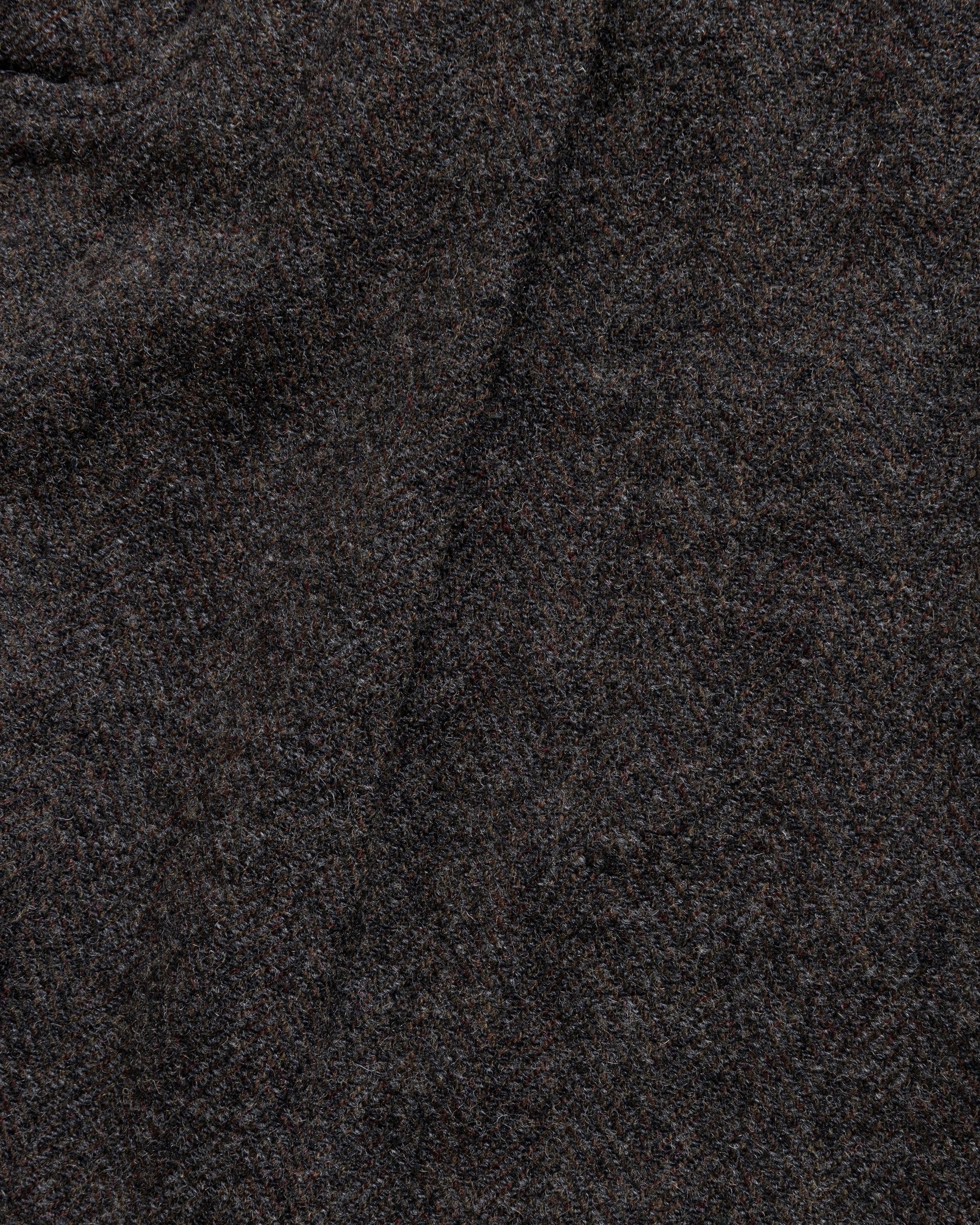 KELL PLEATED BIG PANT - CHARCOAL / DARK CACAO HERRINGBONE WOOLEN TWEED - Image 4