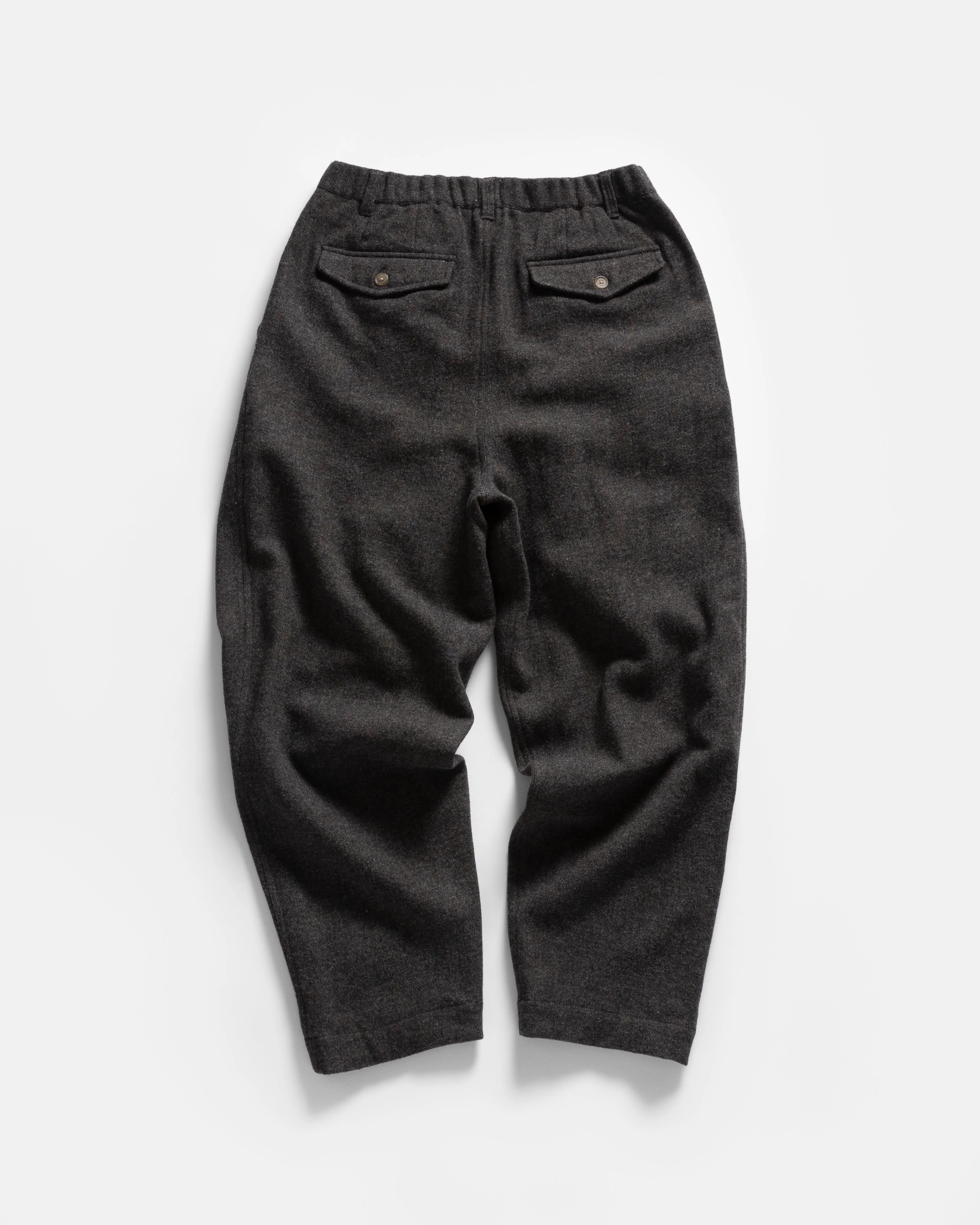 KELL PLEATED BIG PANT - CHARCOAL / DARK CACAO HERRINGBONE WOOLEN TWEED - Image 6