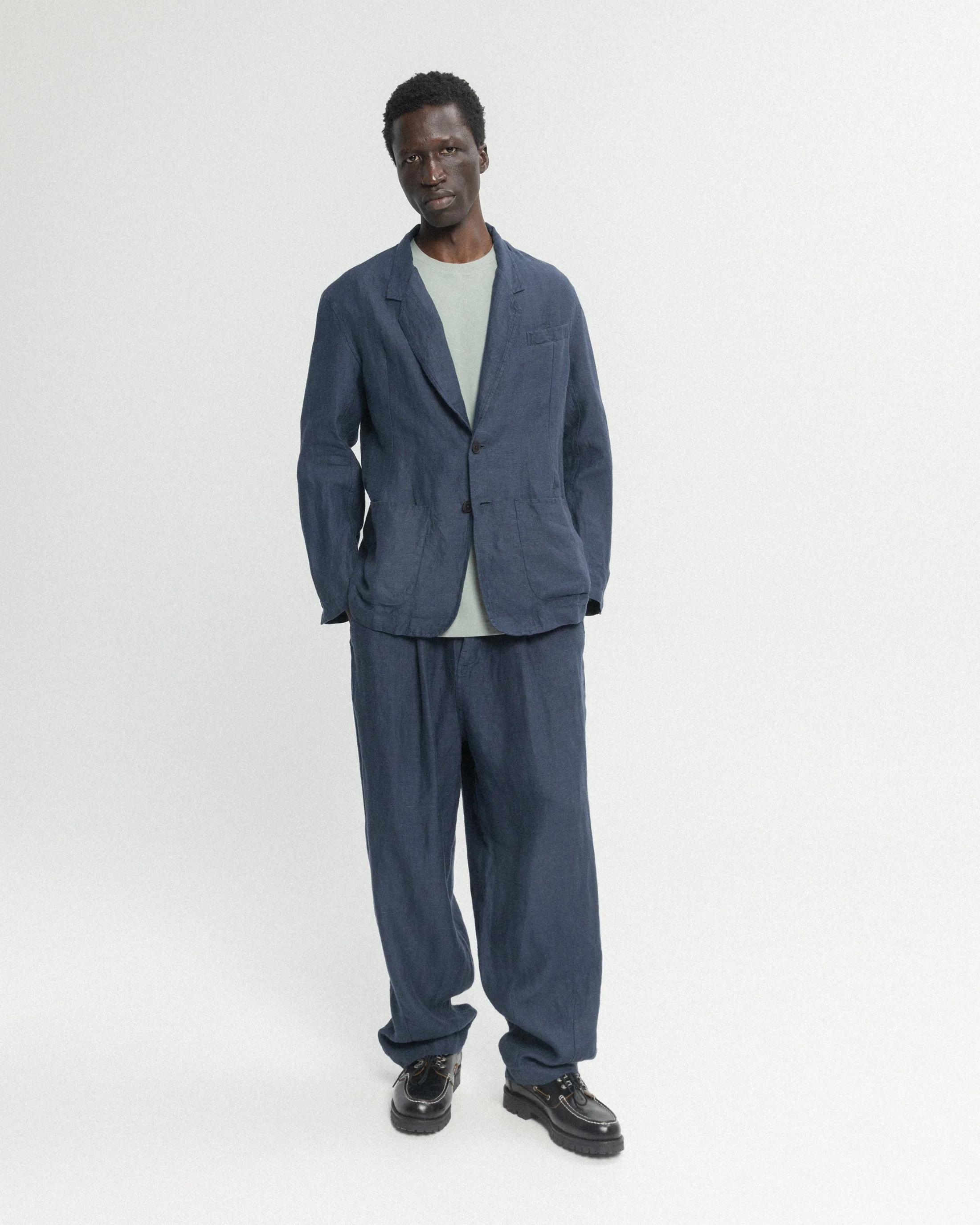 KELL PLEATED BIG PANT - NAVY LINEN TWILL - Image 4