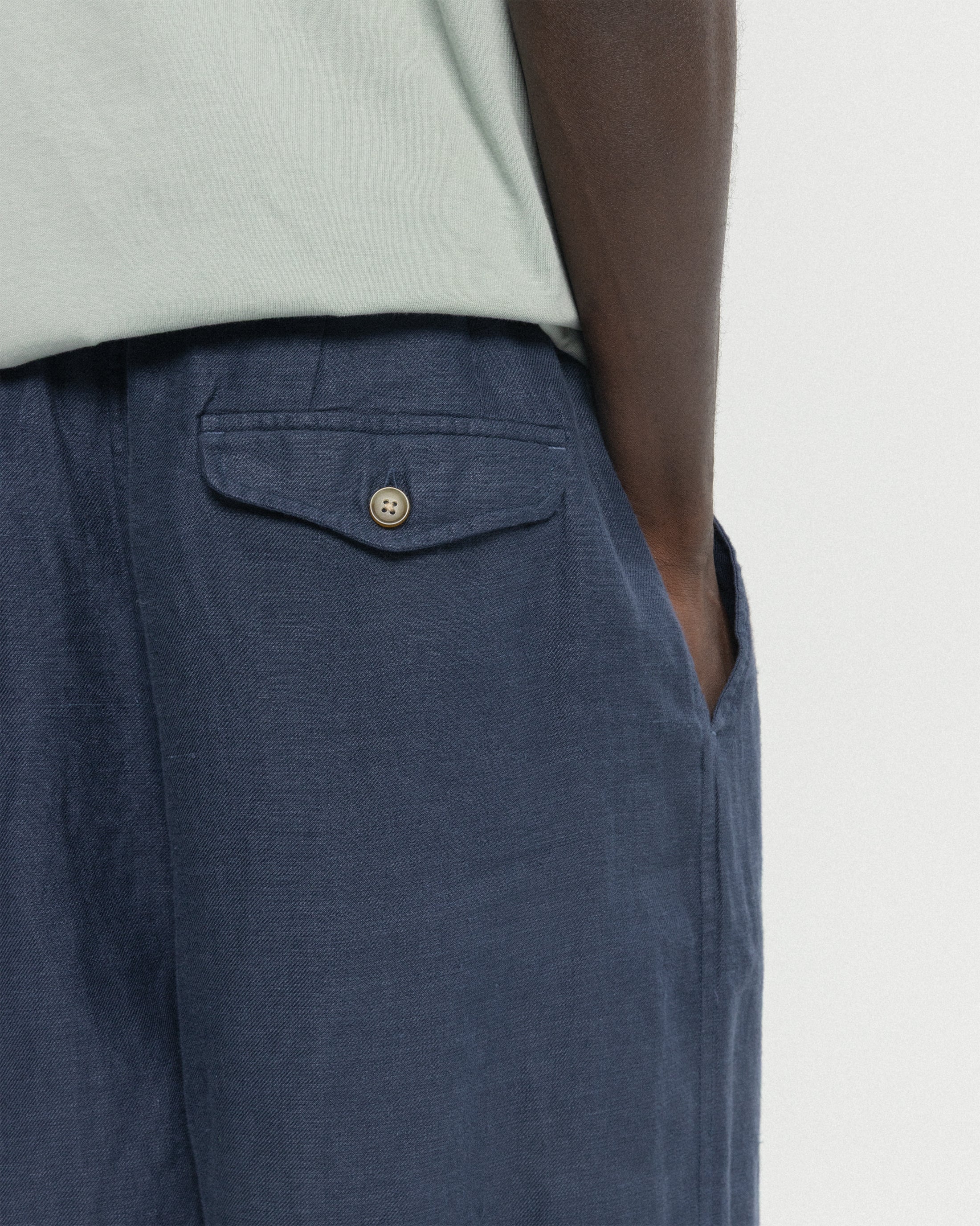 KELL PLEATED BIG PANT - NAVY LINEN TWILL - Image 7