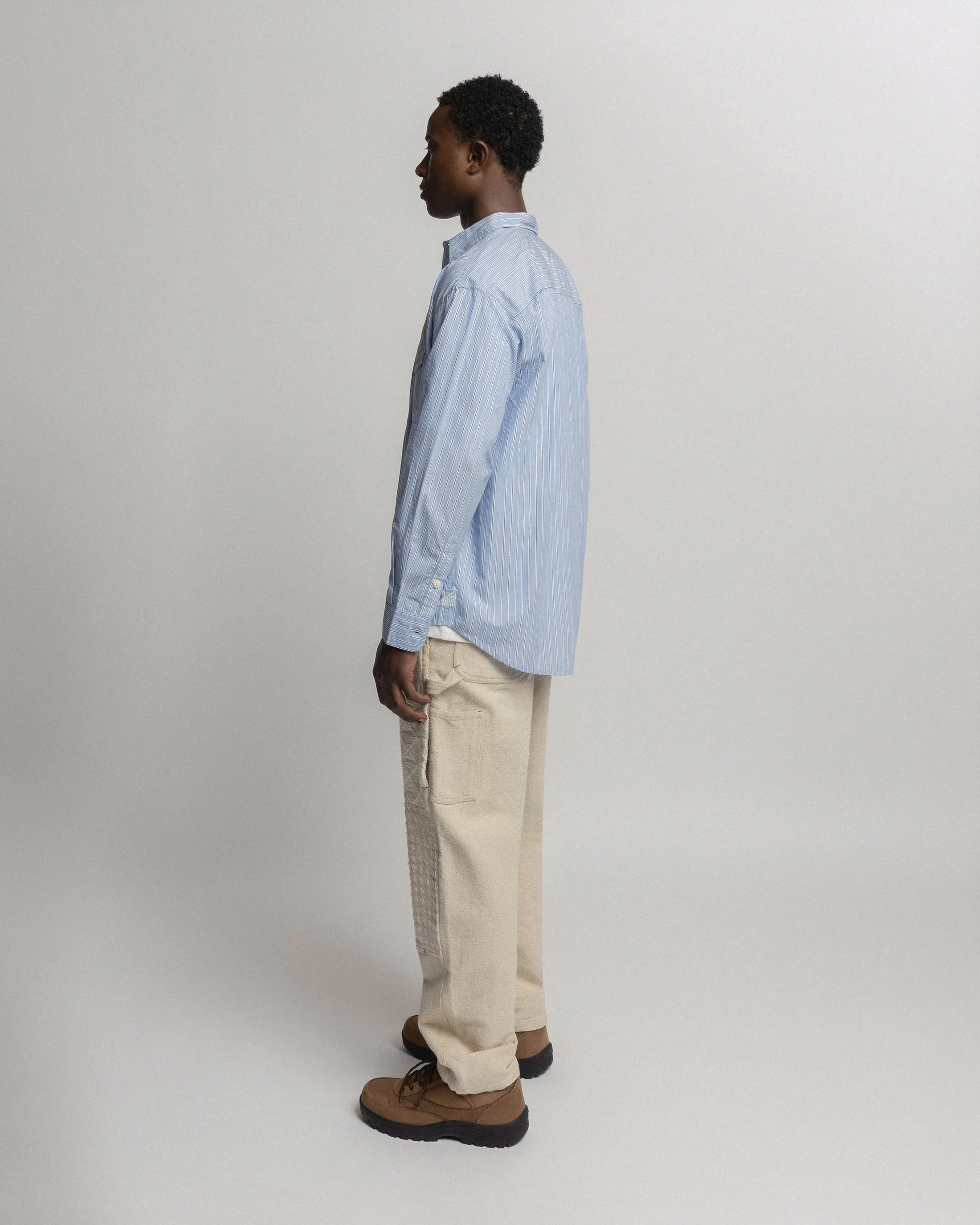 LOCUST POINT COLLAR SHIRT - ROYAL / WHITE / NAVY POPLIN STRIPE - Image 3
