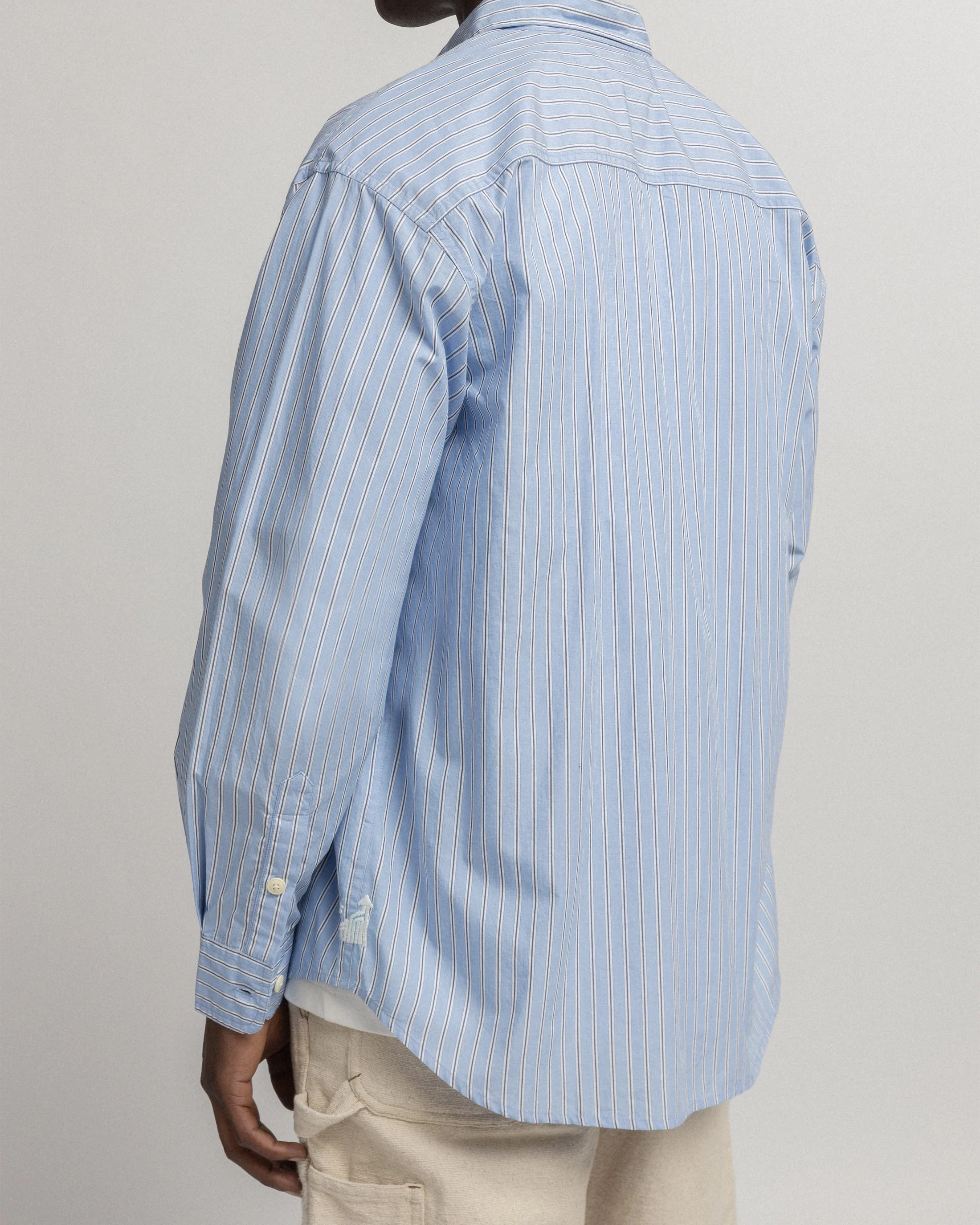 LOCUST POINT COLLAR SHIRT - ROYAL / WHITE / NAVY POPLIN STRIPE - Image 4