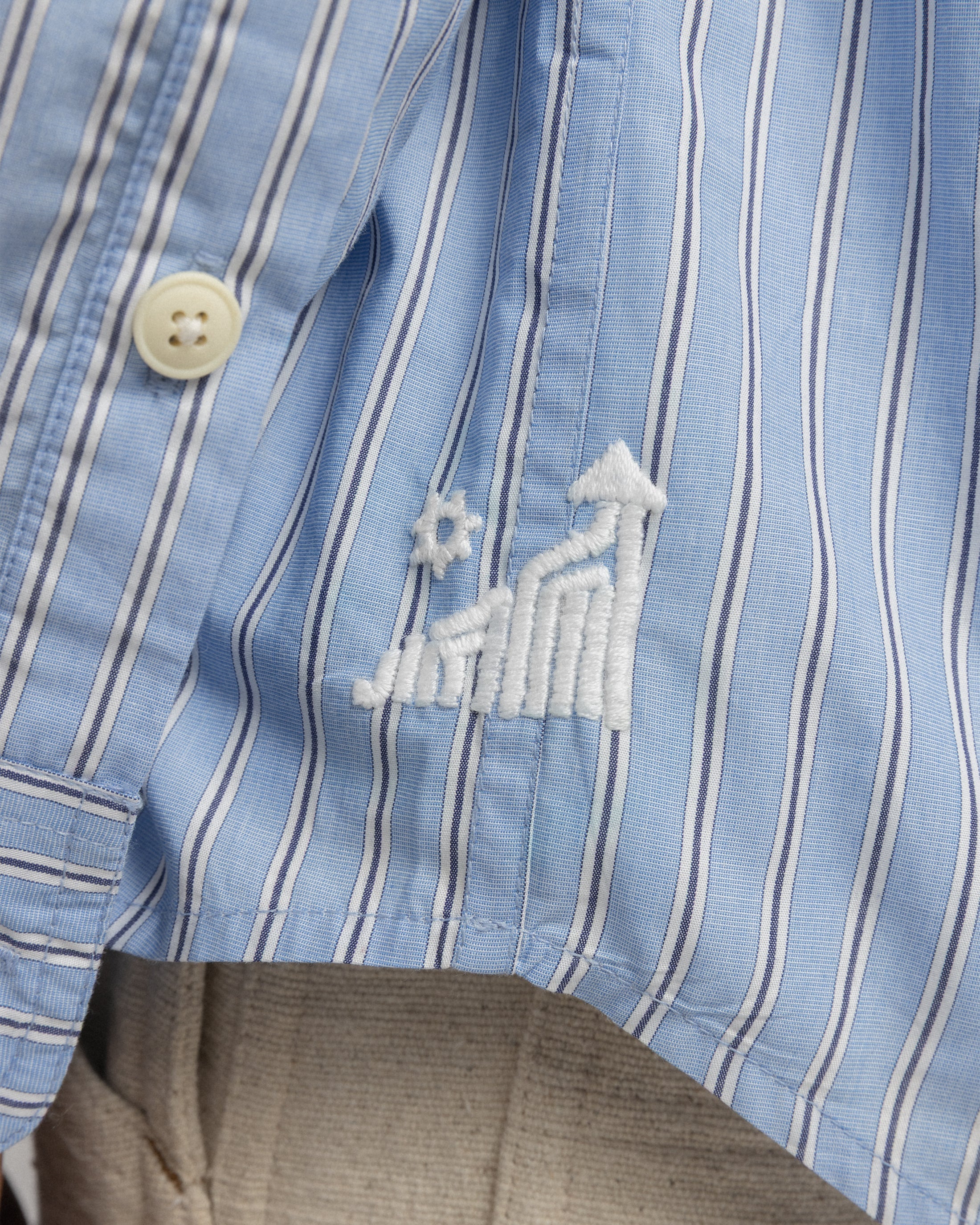 LOCUST POINT COLLAR SHIRT - ROYAL / WHITE / NAVY POPLIN STRIPE - Image 5