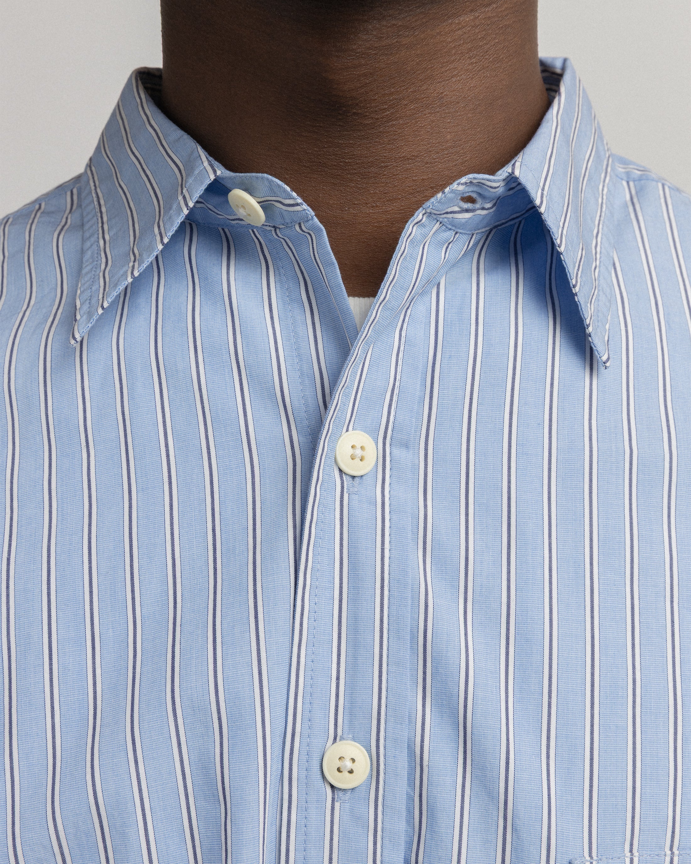 LOCUST POINT COLLAR SHIRT - ROYAL / WHITE / NAVY POPLIN STRIPE - Image 6