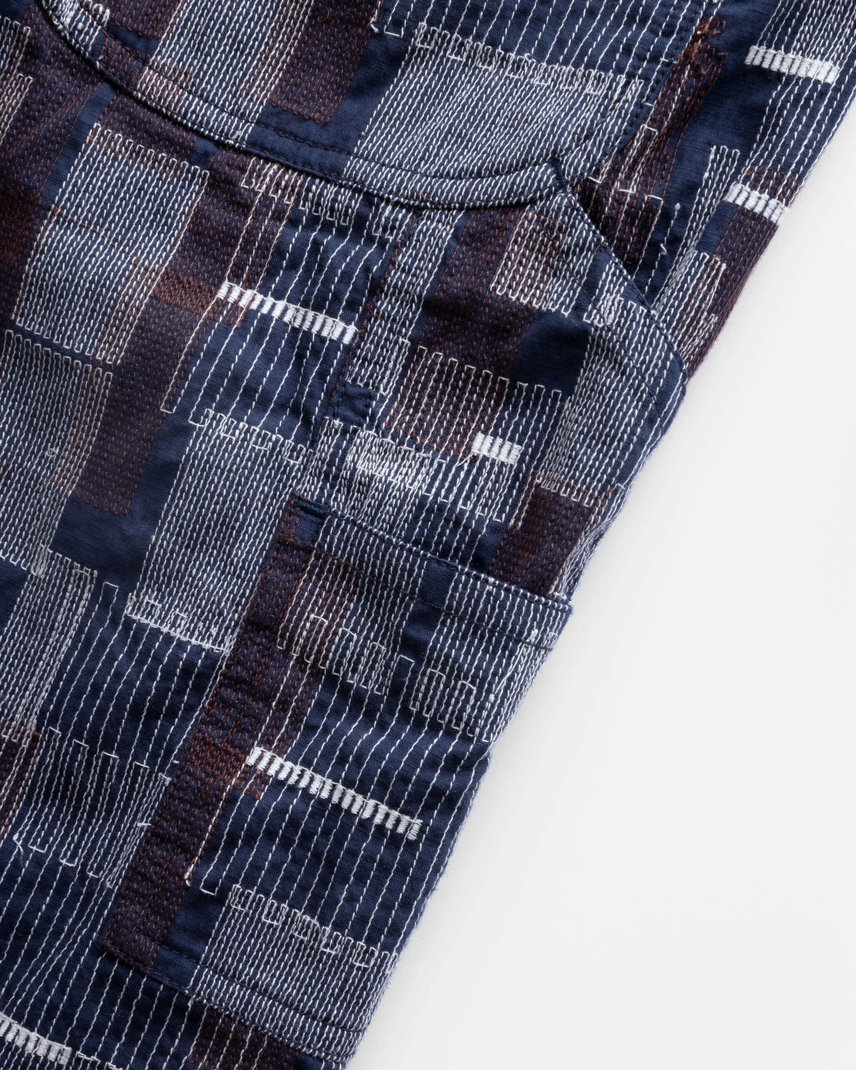 LOTUS CARPENTER SHORT - MIDNIGHT / ECRU / CHOCOLATE SCATTER EMBROIDERED COTTON MICRO RIPSTOP - Image 7