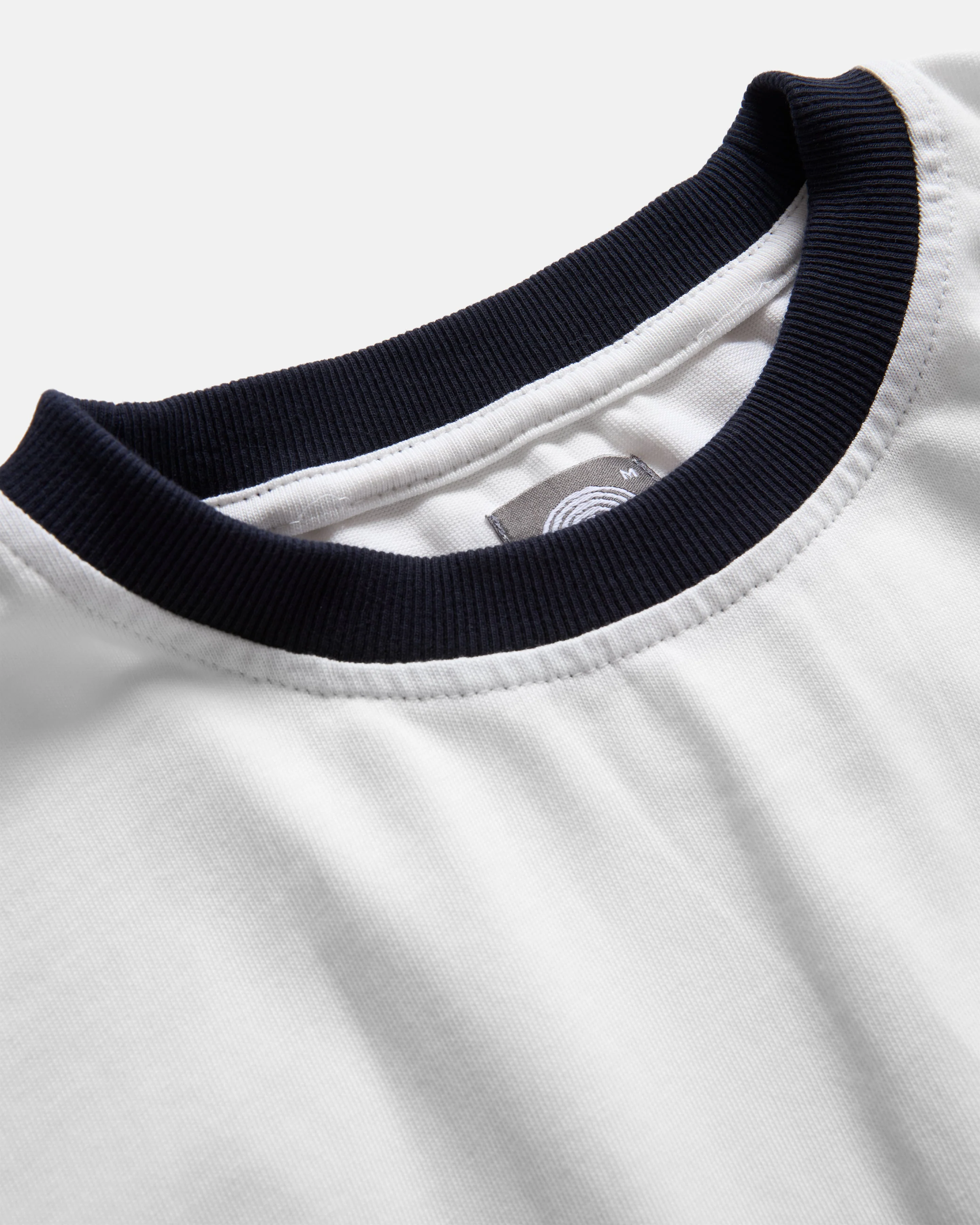 MACOMBER RINGER TEE - WHITE / MIDNIGHT NAVY 7.75 oz. ALL SEASON COTTON JERSEY - Image 2