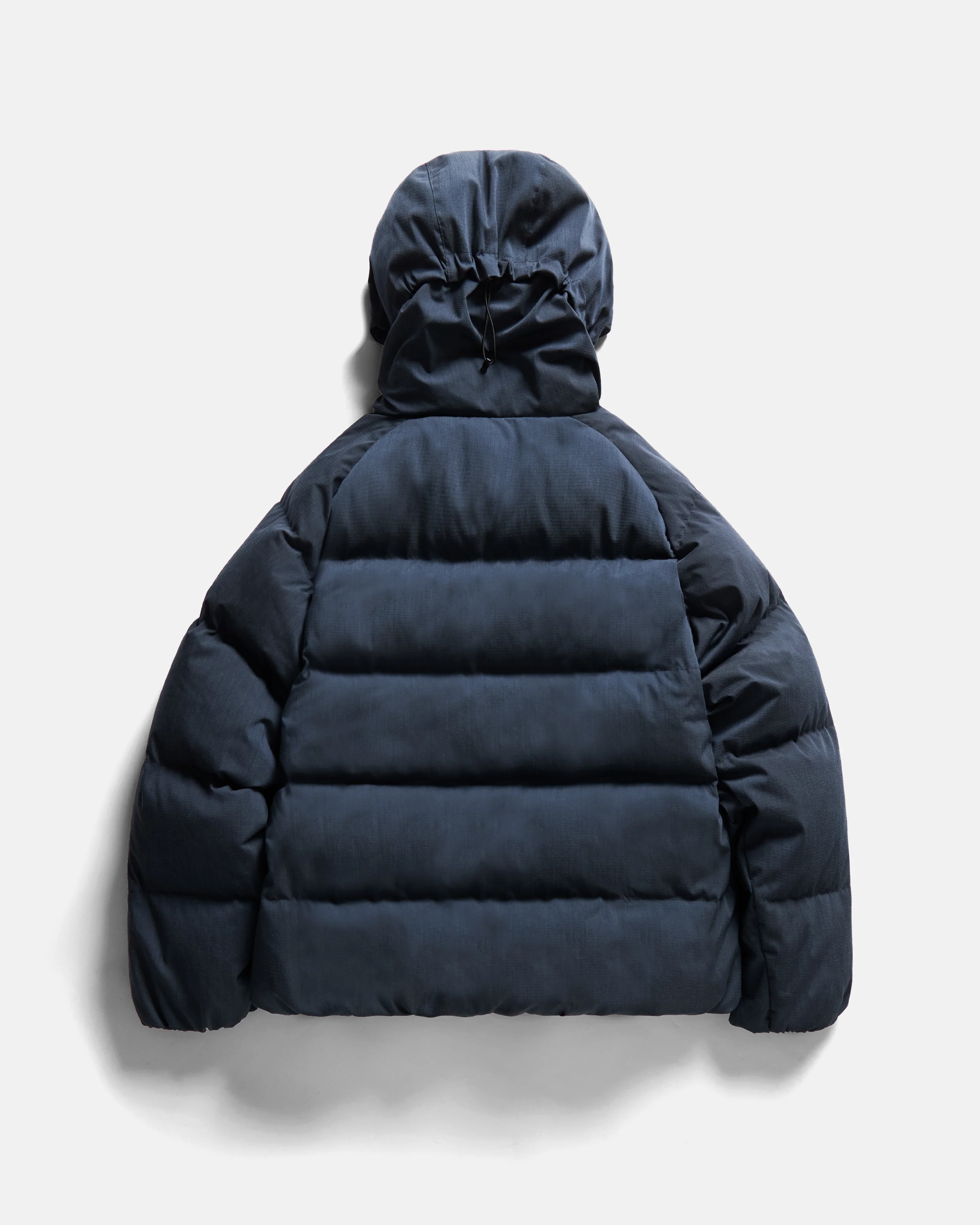18 EAST / NANGA HOODED LOOKOUT DOWN JACKET - NAVY MELANGE HINOC / OD GREEN 15DN RIPSTOP NYLON - Image 5