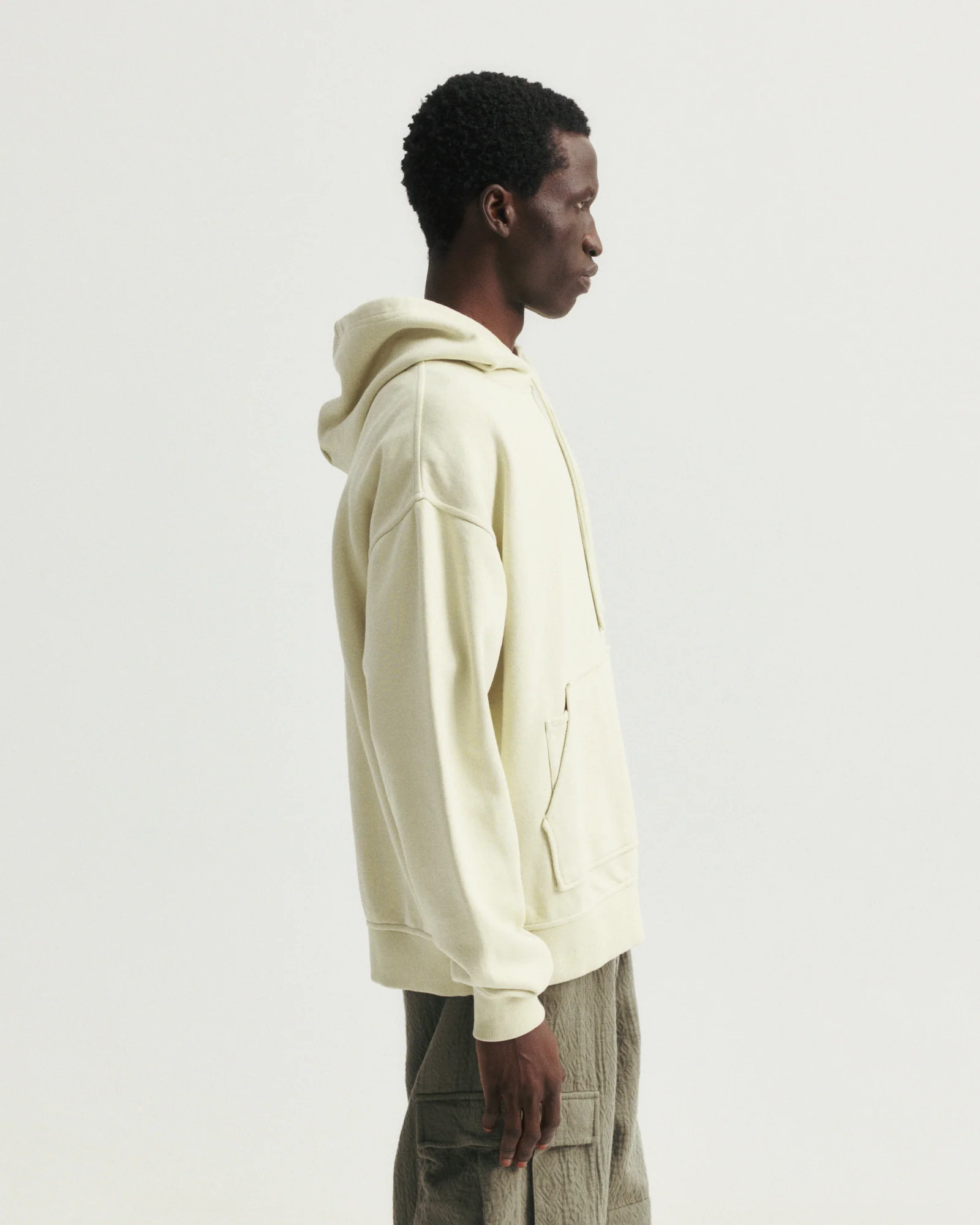 NOVIS HOODED SWEATSHIRT - BARELY LICHEN 19oz. ALL COTTON LOOPBACK TERRY FLEECE - Image 4