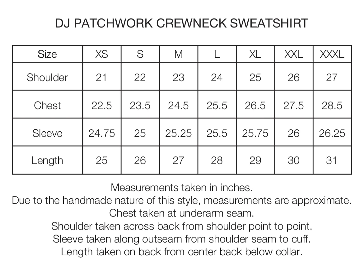 DJ CREWNECK SWEATSHIRT - WASHED NAVY TONAL PATCHWORK  19oz. ALL COTTON FLEECE - Image 5