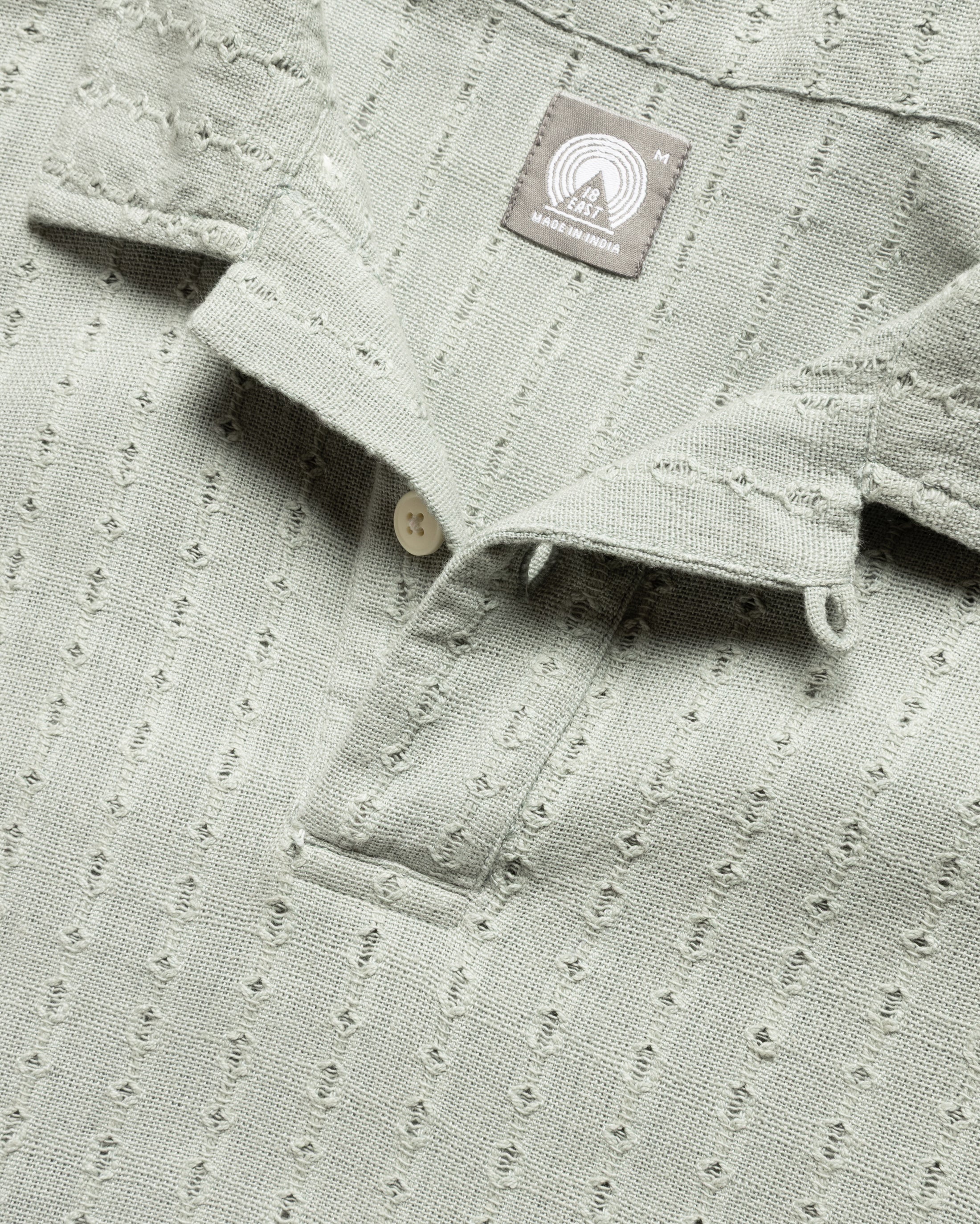 PETER SS POLO - LUNAR ROCK HANDWOVEN COTTON MESH - Image 3