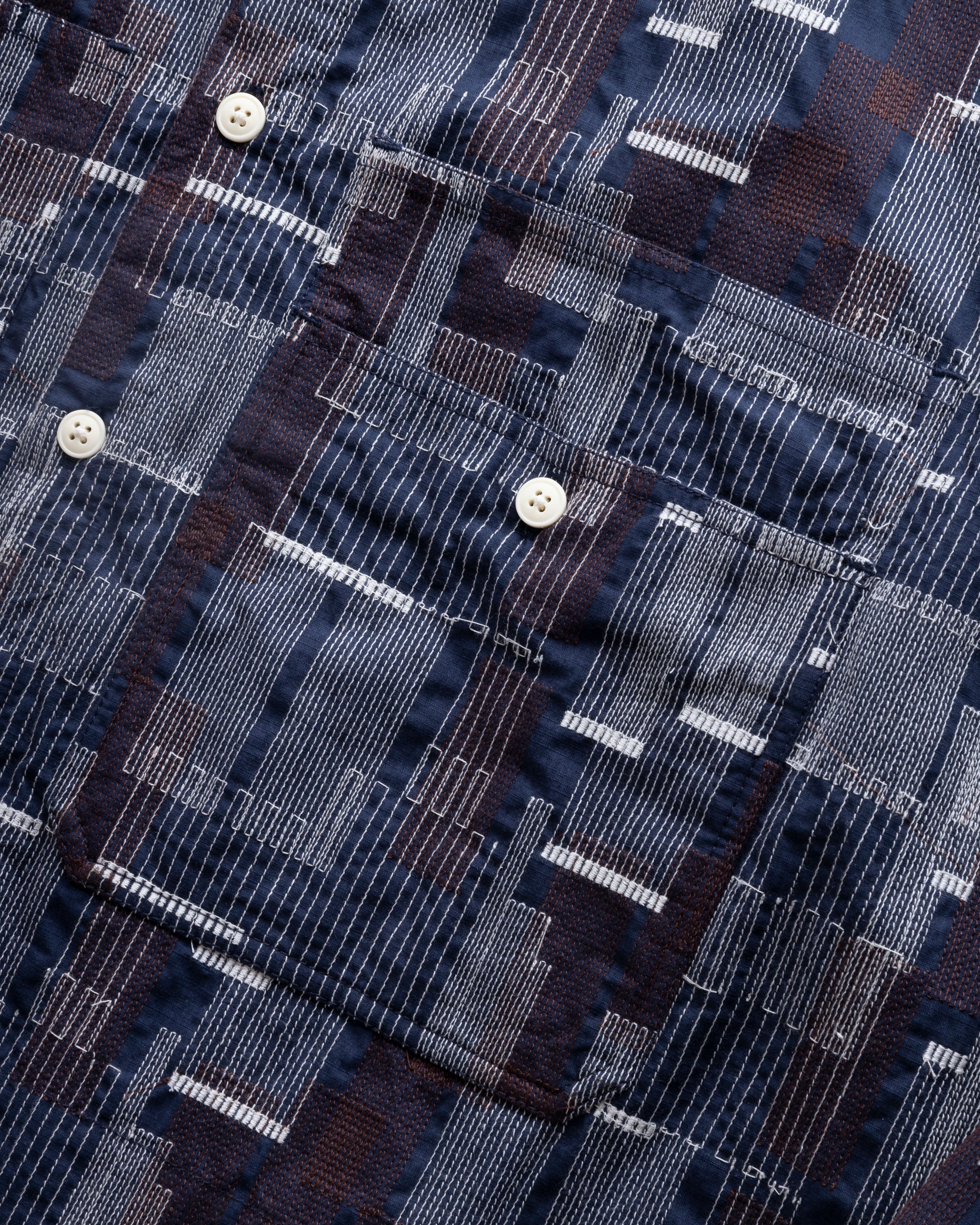 PILCHUCK WORK SHIRT - MIDNIGHT / ECRU / CHOCOLATE SCATTER EMBROIDERED COTTON MICRO RIPSTOP - Image 3