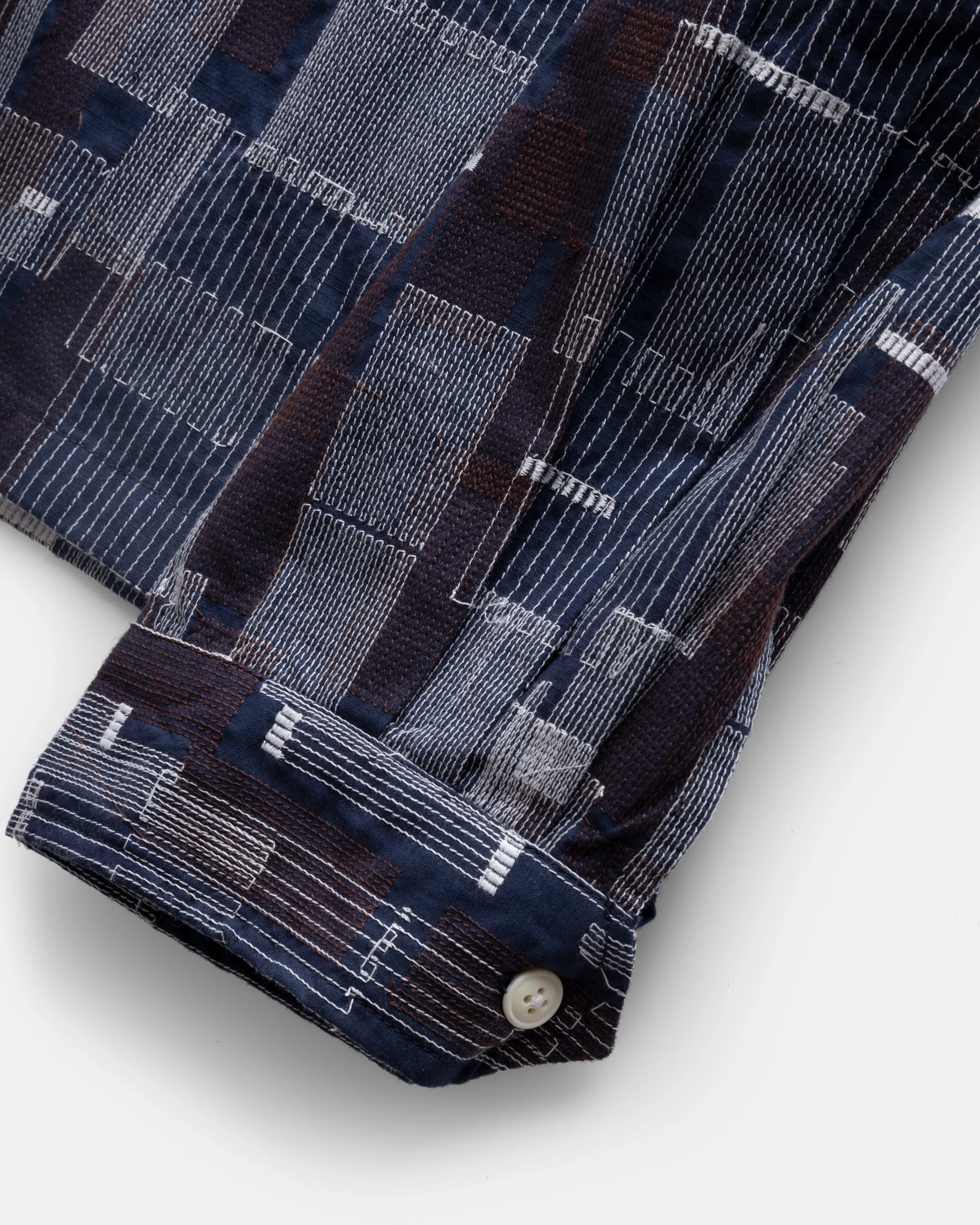 PILCHUCK WORK SHIRT - MIDNIGHT / ECRU / CHOCOLATE SCATTER EMBROIDERED COTTON MICRO RIPSTOP - Image 4