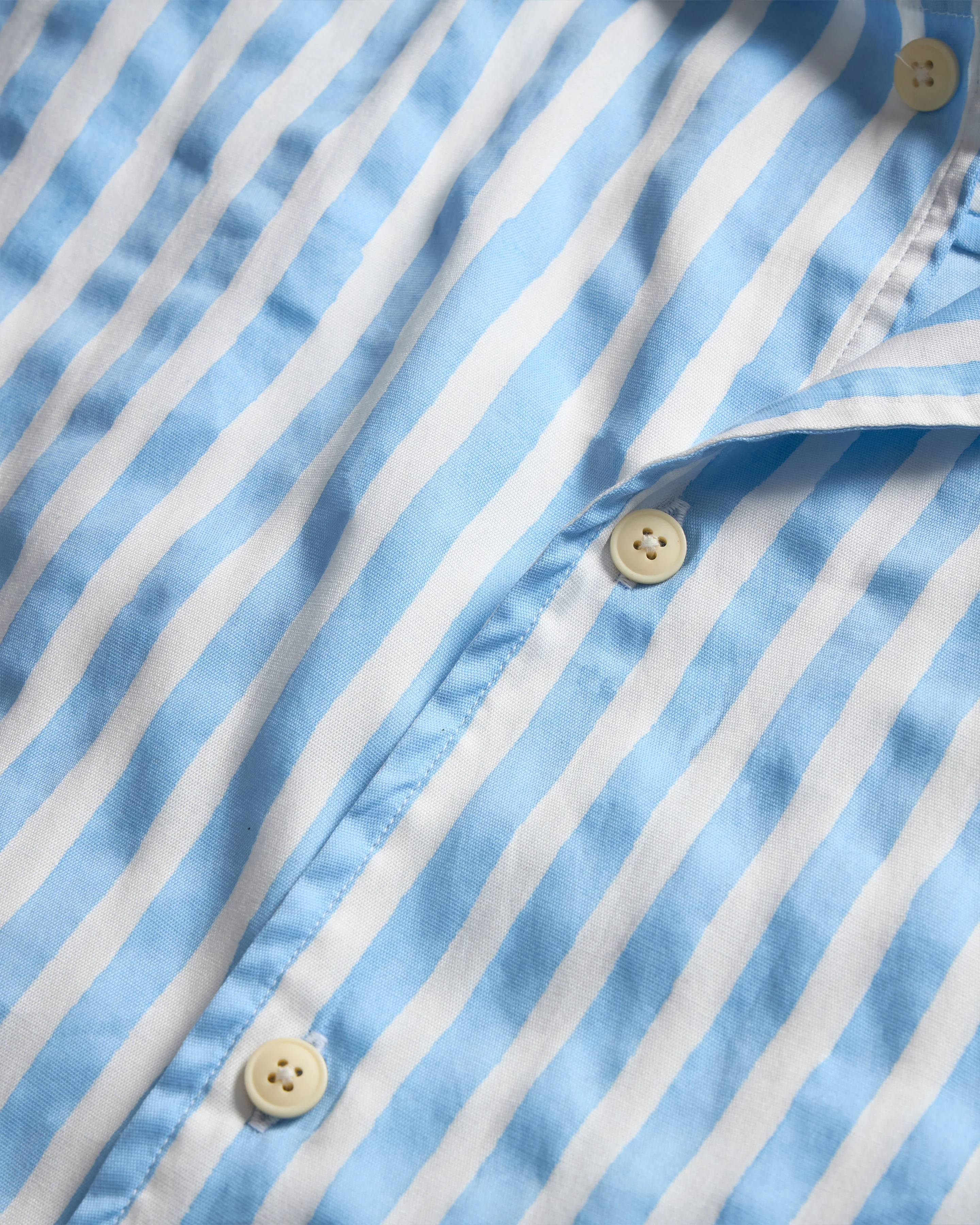 DORMIRE PYJAMA SHIRT - ECRU / WASHED INDIGO HAND-BLOCKPRINTED SUVIN COTTON - Image 3