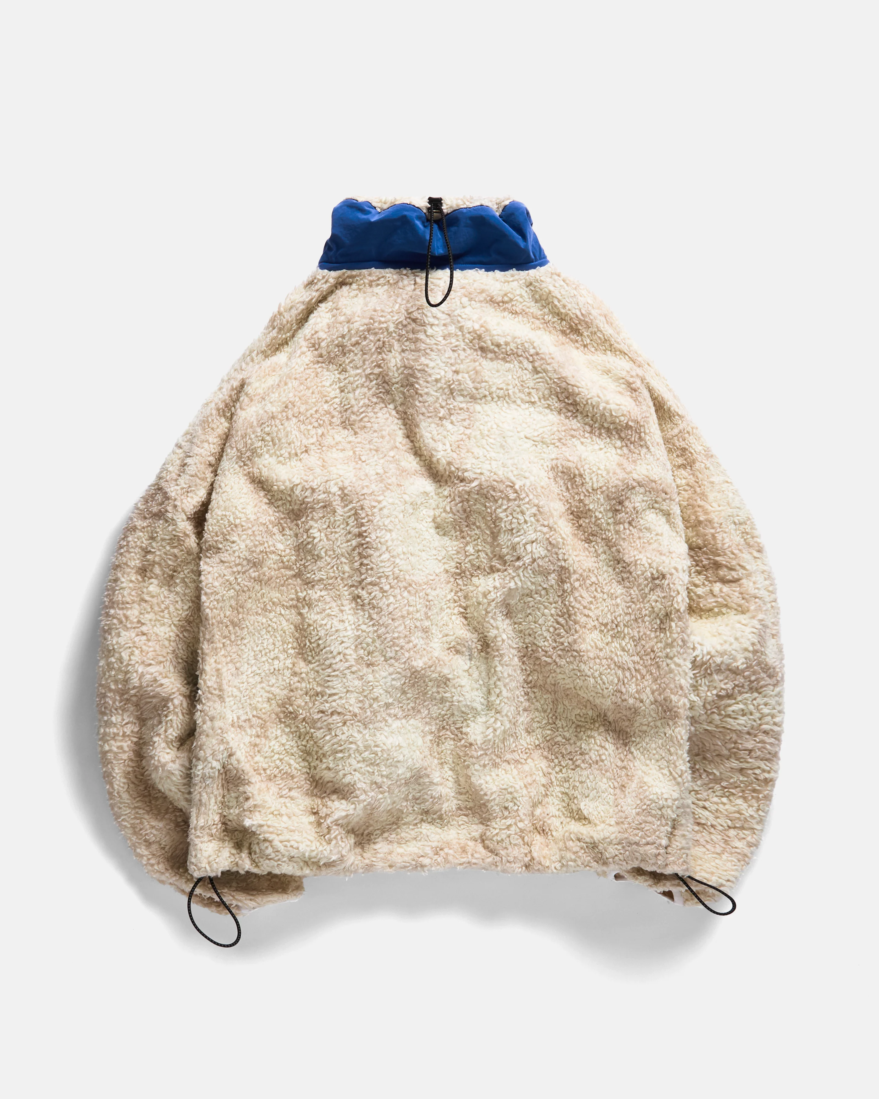 RC2 “WUF” FULLZIP DEEP PILE FLEECE - NATURAL SHADOW SCREENED ORGANIC COTTON SHERPA WITH CLOUDLESS BLUE NYLON DETAILS - Image 2