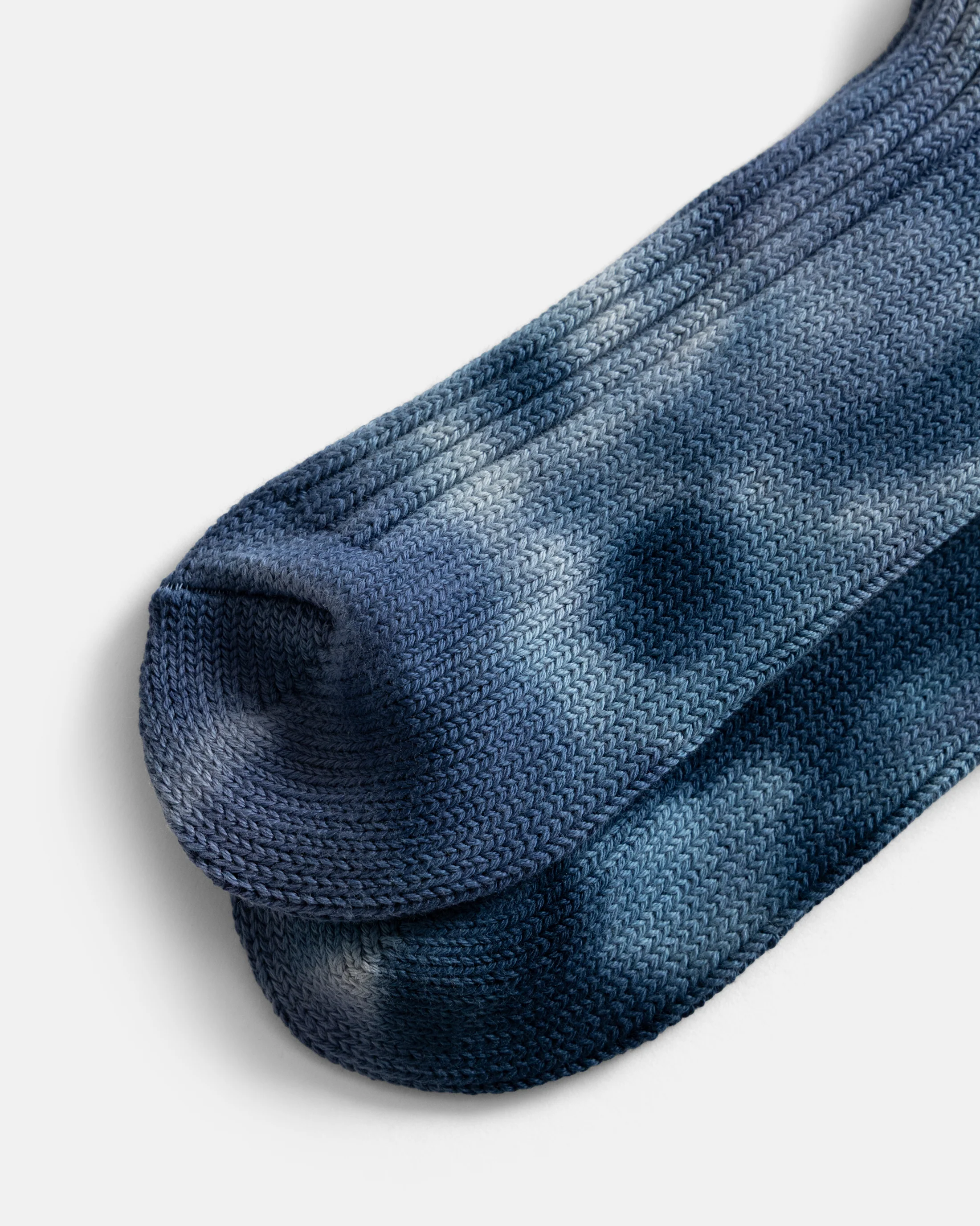 ROTOTO CHUNKY RIBBED CREW SOCKS ”TIE DYE” - NAVY / BLUE - Image 3