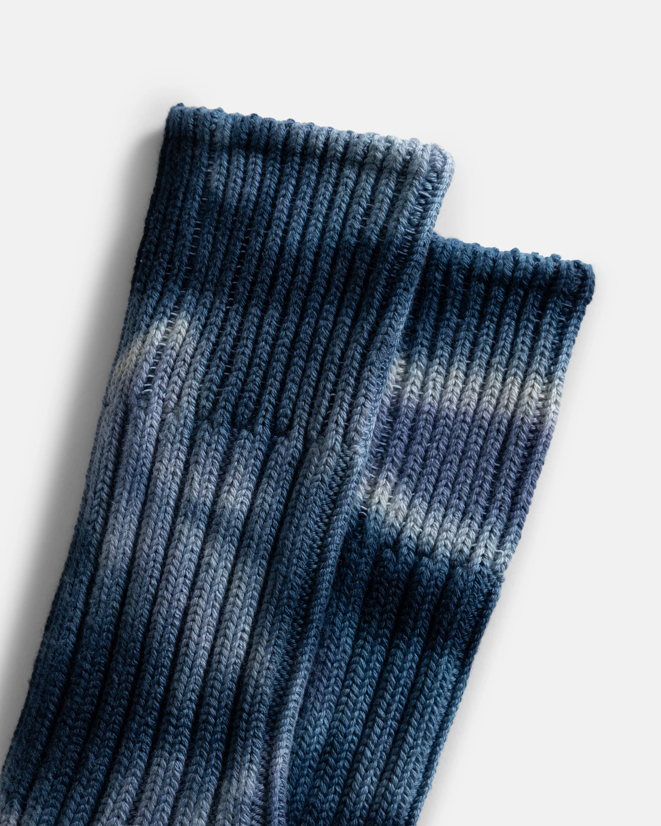 ROTOTO CHUNKY RIBBED CREW SOCKS ”TIE DYE” - NAVY / BLUE - Image 4