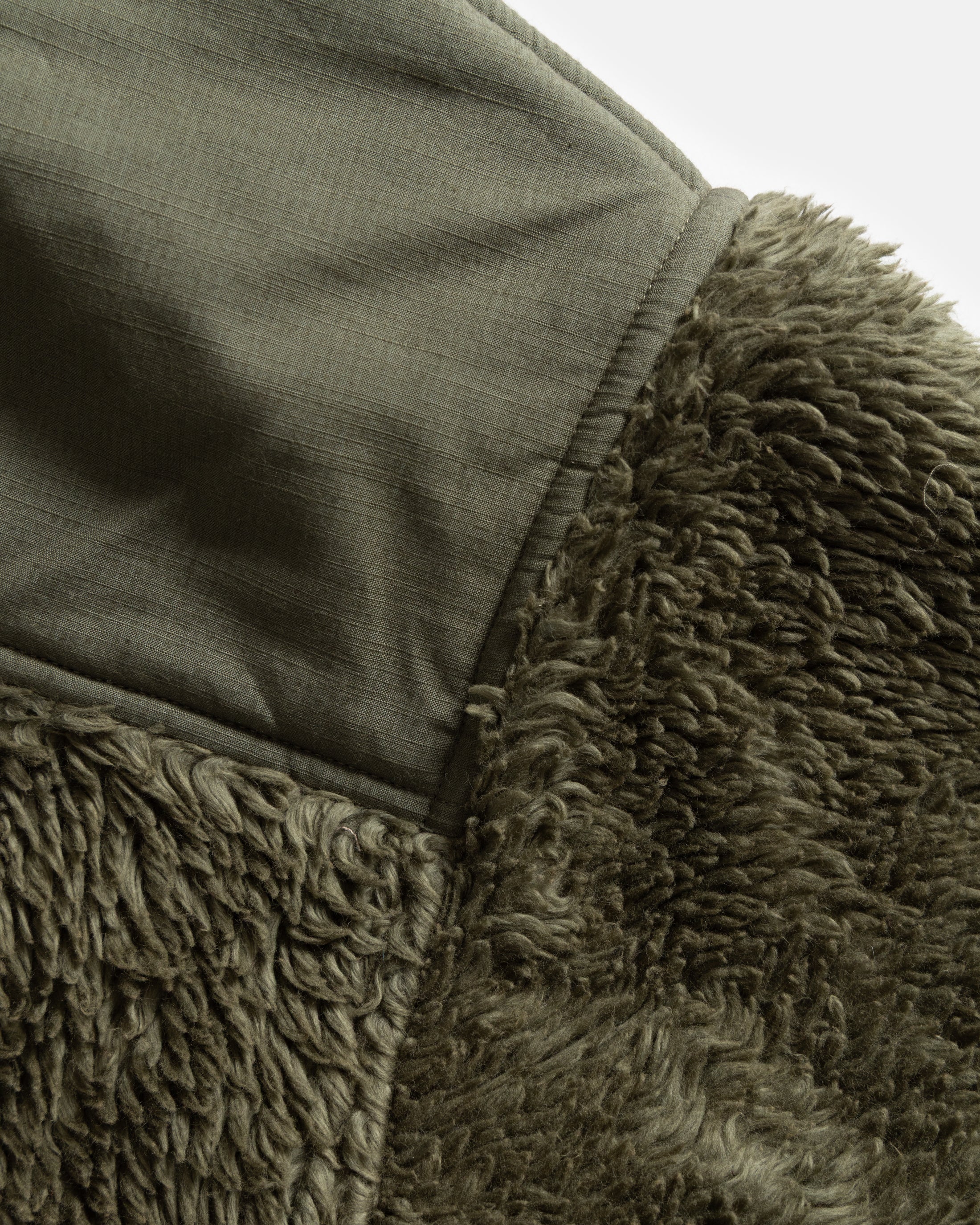 ROWAN  DEEP PILE FIELD FLEECE - O.D. GREEN ORGANIC COTTON SHERPA WITH TONAL COTTON MICRO RIPSTOP DETAILS - Image 7