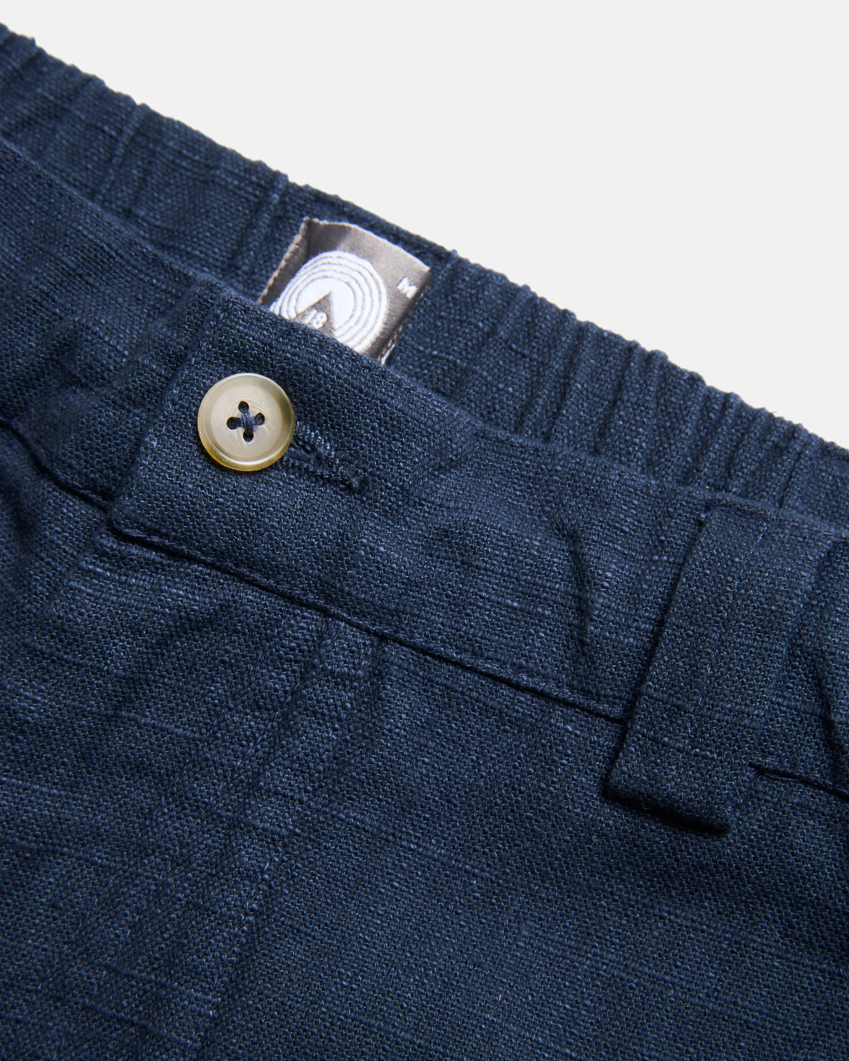 ROY BAKER PANT - WASHED NAVY COTTON THICK & THIN BASKETWEAVE - Image 2