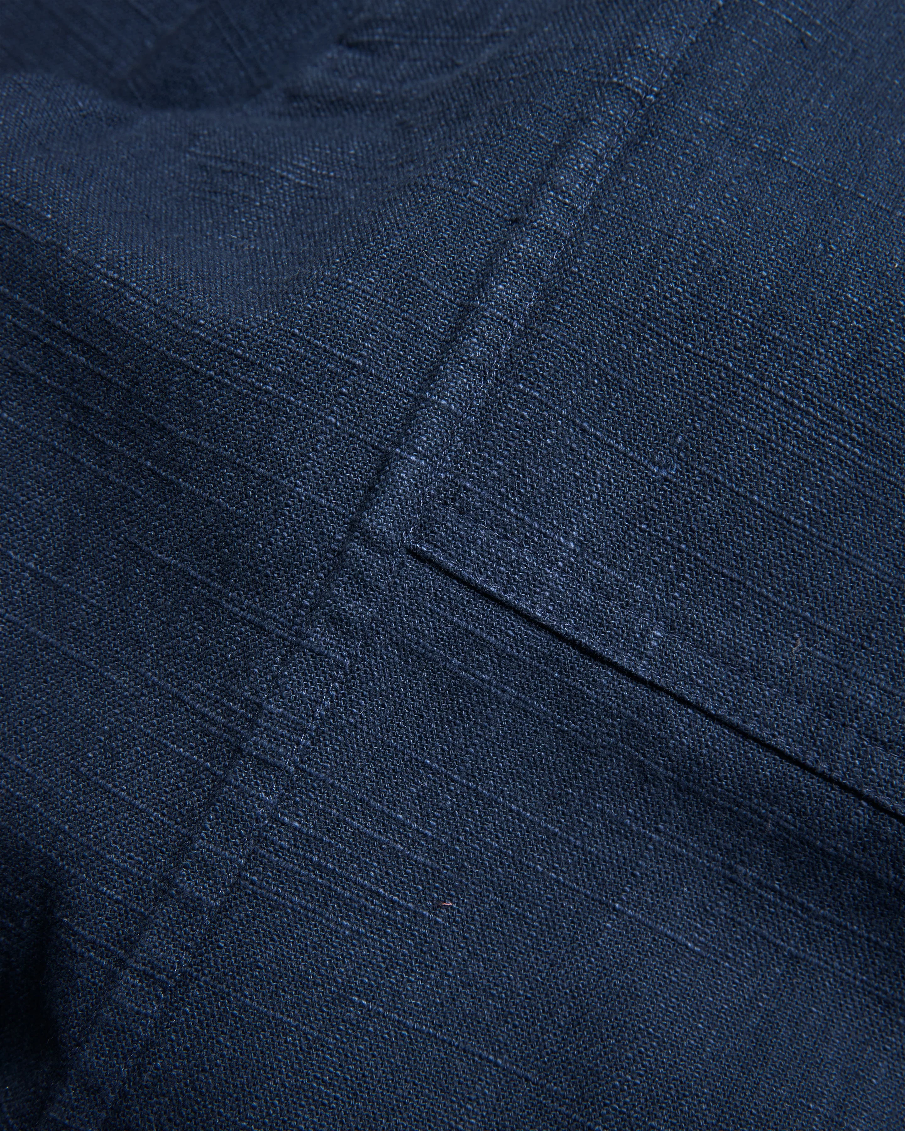 ROY BAKER PANT - WASHED NAVY COTTON THICK & THIN BASKETWEAVE - Image 3