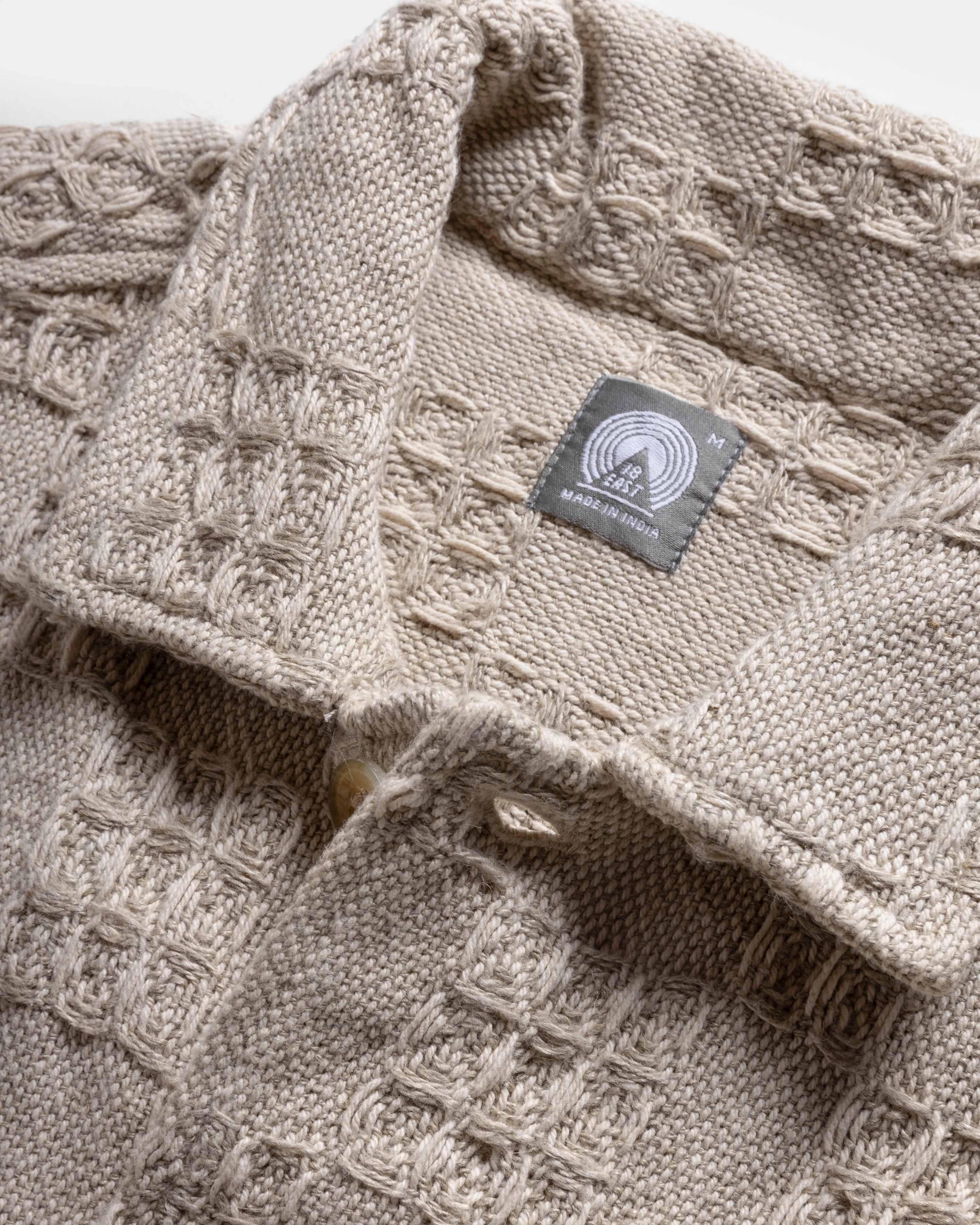 SAM SHIRT JACKET - NATURAL HANDLOOM JACQUARD COTTON - Image 3