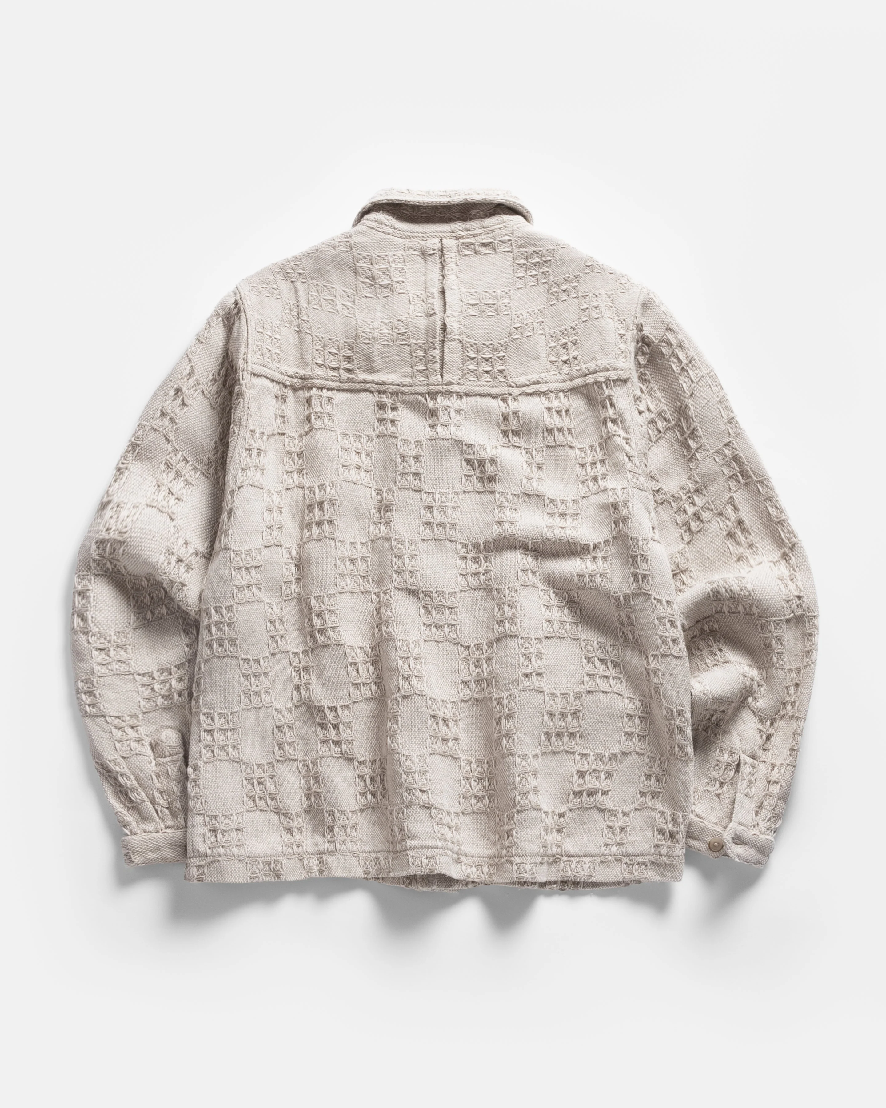 SAM SHIRT JACKET - NATURAL HANDLOOM JACQUARD COTTON - Image 5