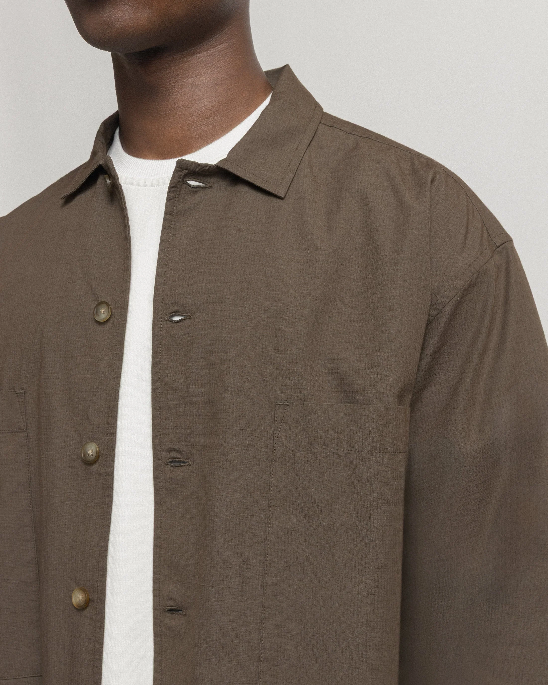 SAM SHIRT JACKET - CHOCOLATE COTTON MICRO RIPSTOP - Image 4