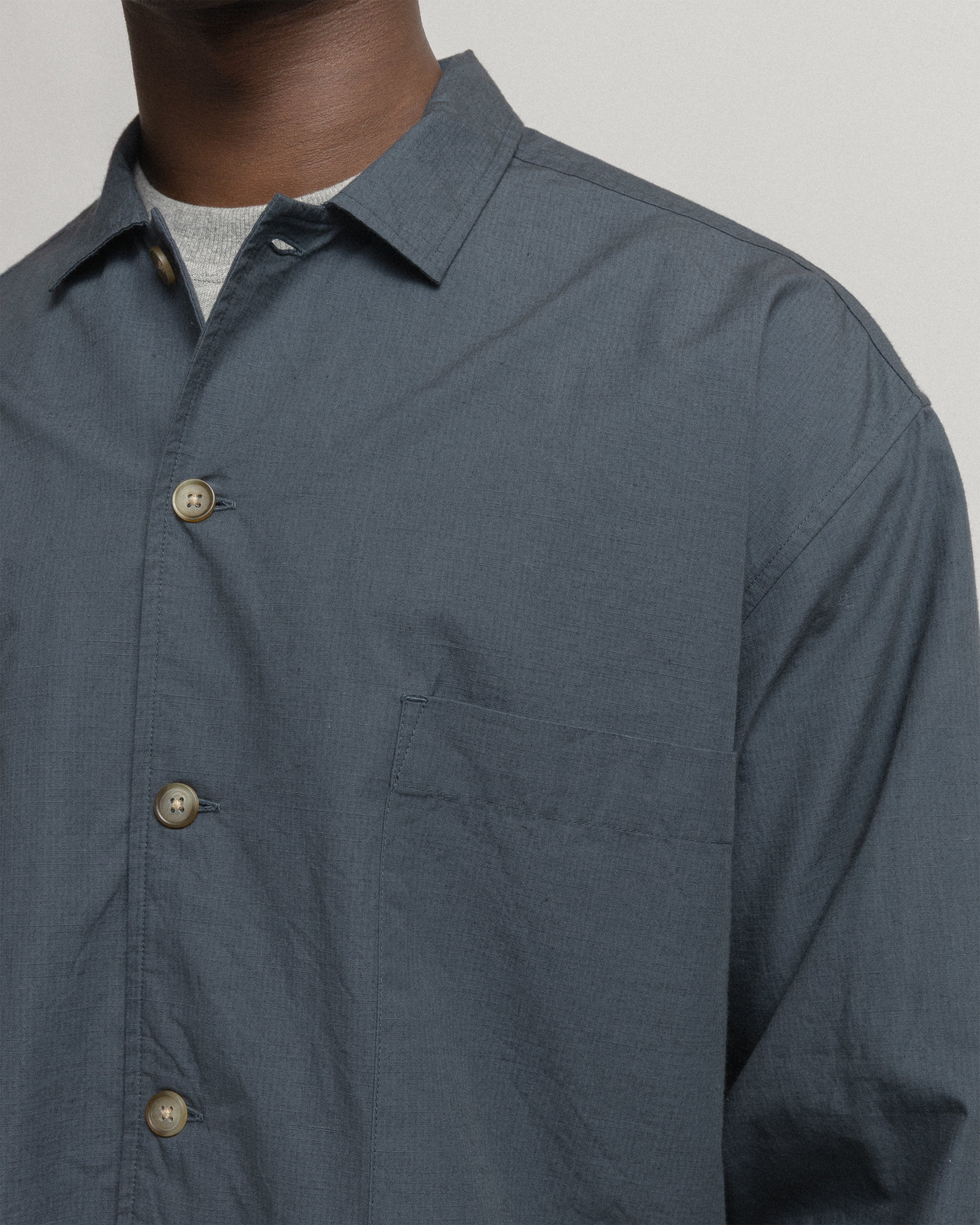 SAM SHIRT JACKET - WASHED SLATE COTTON MICRO RIPSTOP - Image 3