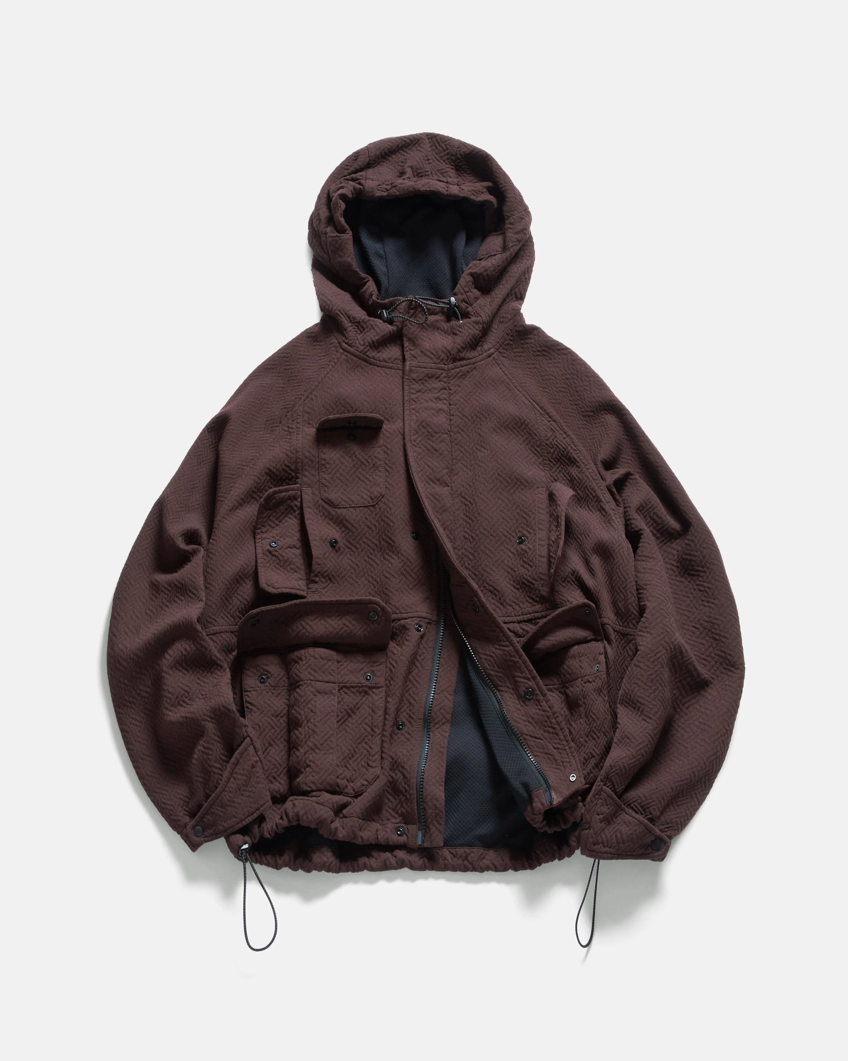 SEGUIN HOODED MOUNTAIN PARKA - UMBER DOUBLE WEAVE JACQUARD COTTON - Image 6