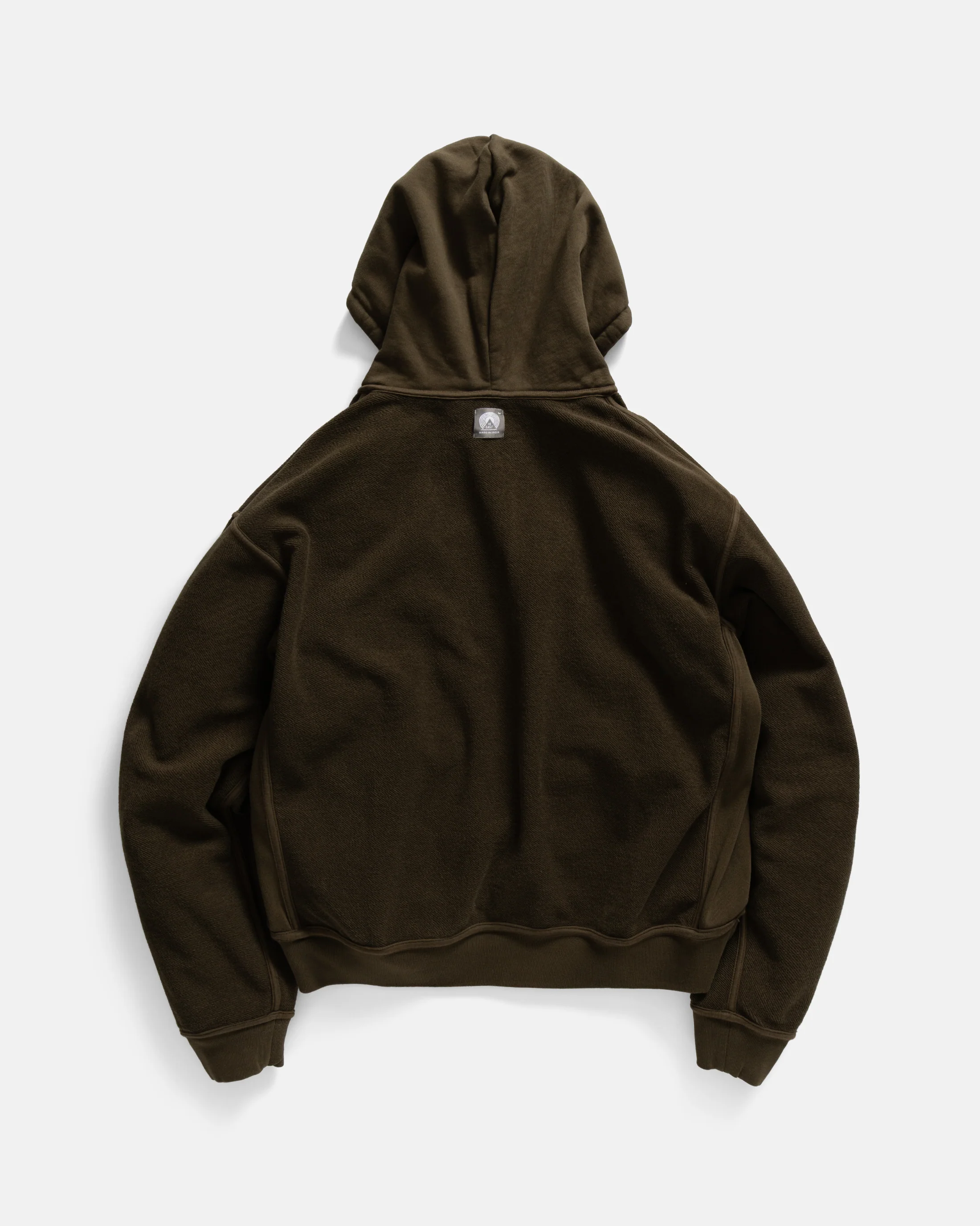 SIMMONS REVERSIBLE HALF-ZIP HOODED SWEATSHIRT - DEEP ARMY ALL COTTON LOOPBACK TERRY FLEECE - Image 10