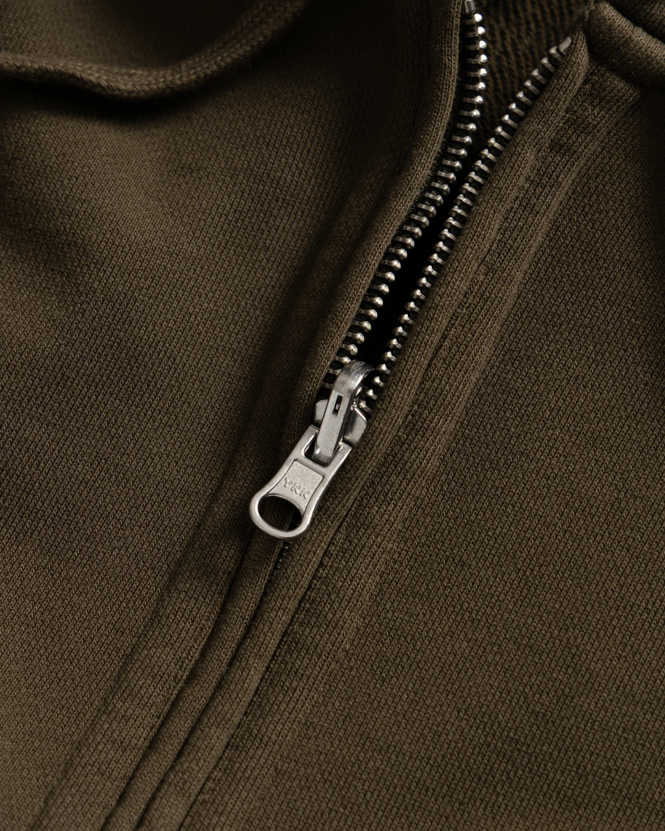 SIMMONS REVERSIBLE HALF-ZIP HOODED SWEATSHIRT - DEEP ARMY ALL COTTON LOOPBACK TERRY FLEECE - Image 3