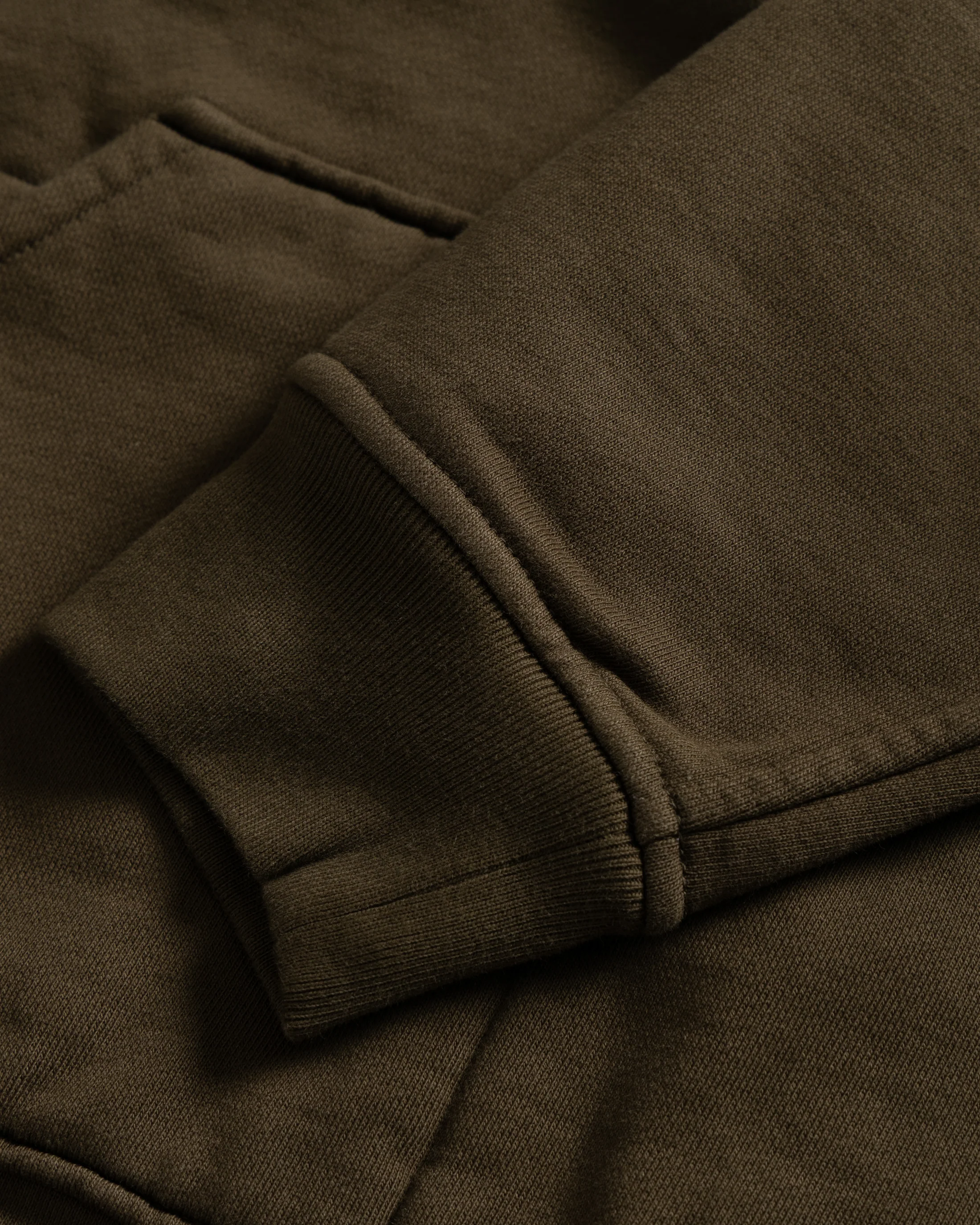 SIMMONS REVERSIBLE HALF-ZIP HOODED SWEATSHIRT - DEEP ARMY ALL COTTON LOOPBACK TERRY FLEECE - Image 5