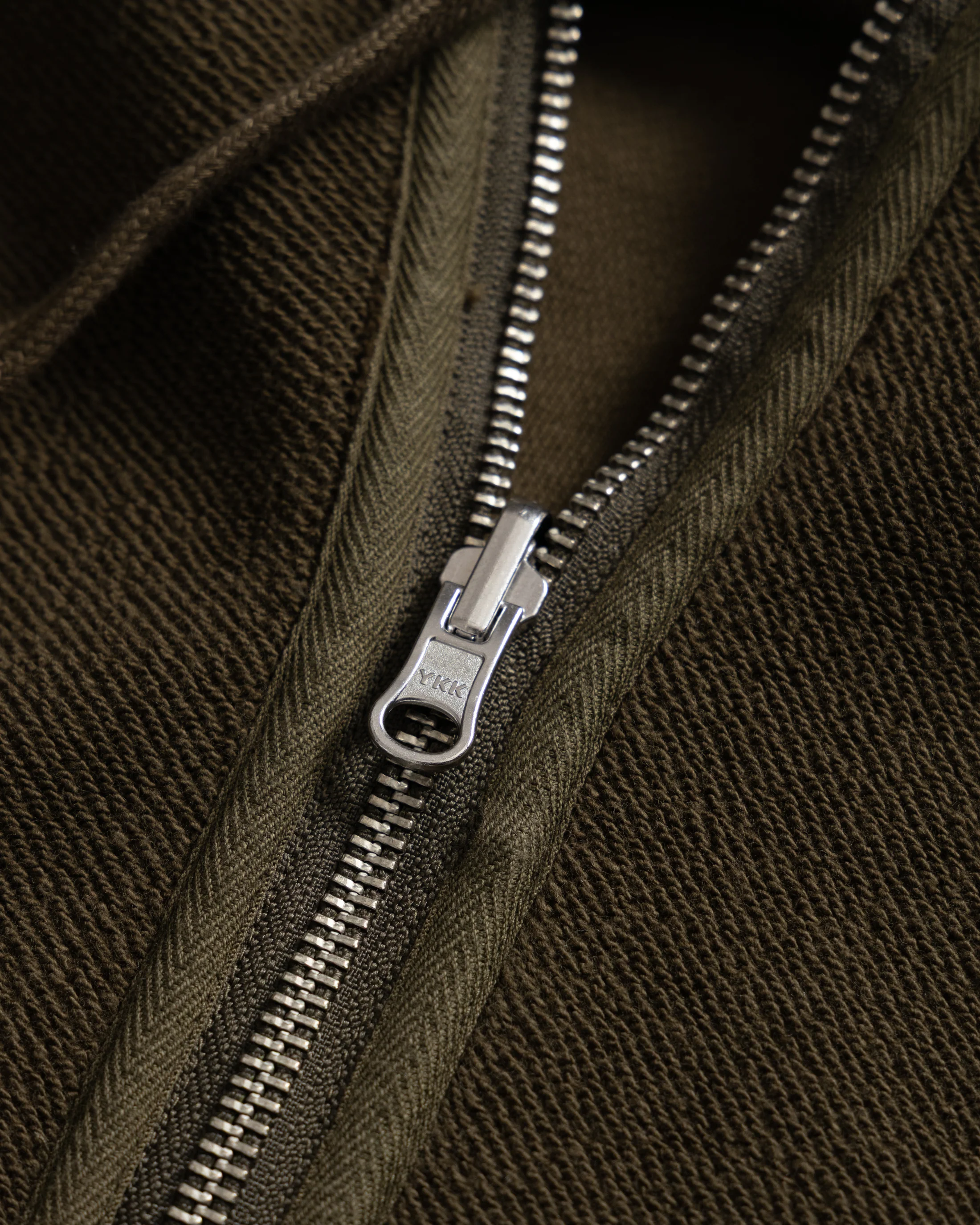 SIMMONS REVERSIBLE HALF-ZIP HOODED SWEATSHIRT - DEEP ARMY ALL COTTON LOOPBACK TERRY FLEECE - Image 6