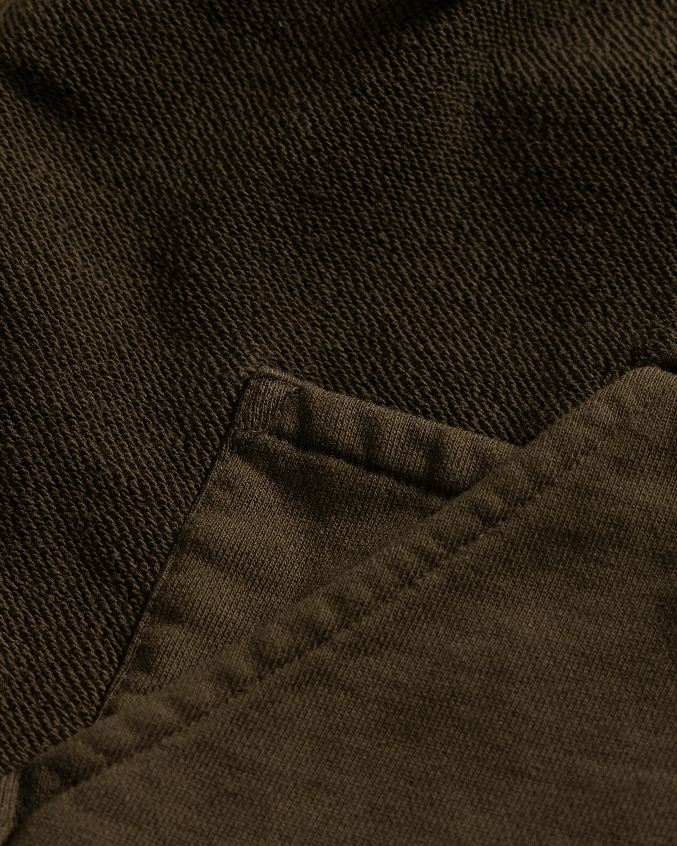 SIMMONS REVERSIBLE HALF-ZIP HOODED SWEATSHIRT - DEEP ARMY ALL COTTON LOOPBACK TERRY FLEECE - Image 7