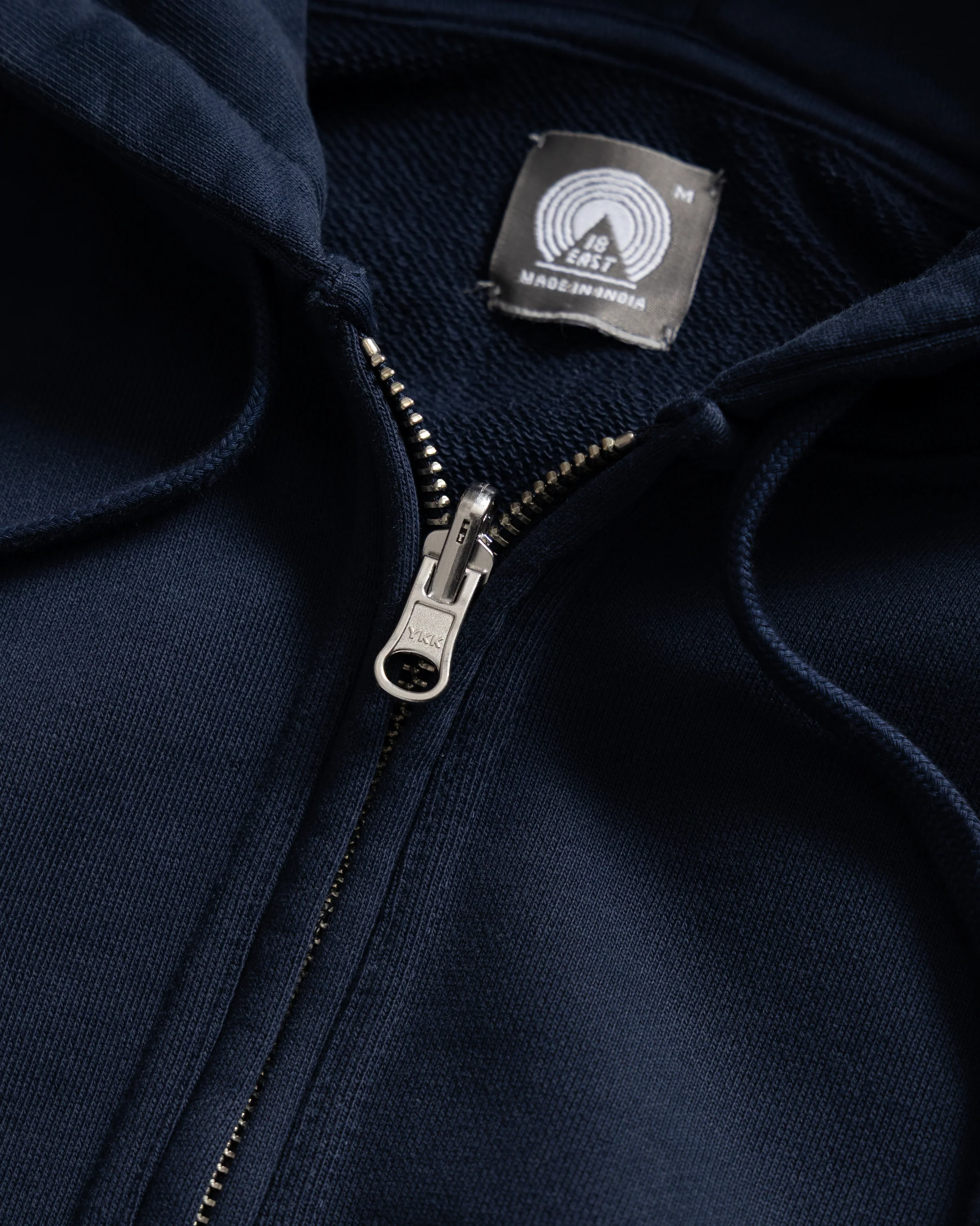 SIMMONS REVERSIBLE HALF-ZIP HOODED SWEATSHIRT - NAVY ALL COTTON LOOPBACK TERRY FLEECE - Image 3