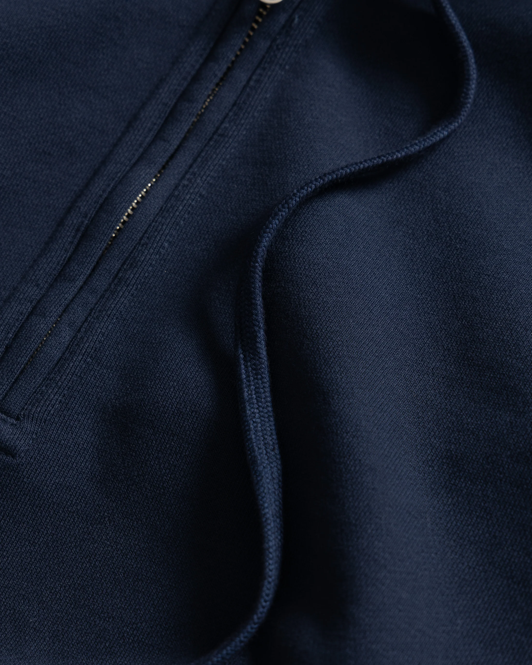 SIMMONS REVERSIBLE HALF-ZIP HOODED SWEATSHIRT - NAVY ALL COTTON LOOPBACK TERRY FLEECE - Image 4
