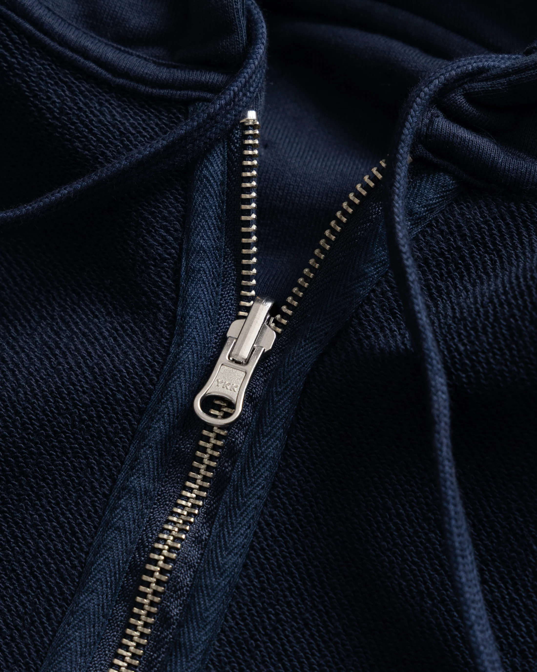 SIMMONS REVERSIBLE HALF-ZIP HOODED SWEATSHIRT - NAVY ALL COTTON LOOPBACK TERRY FLEECE - Image 6