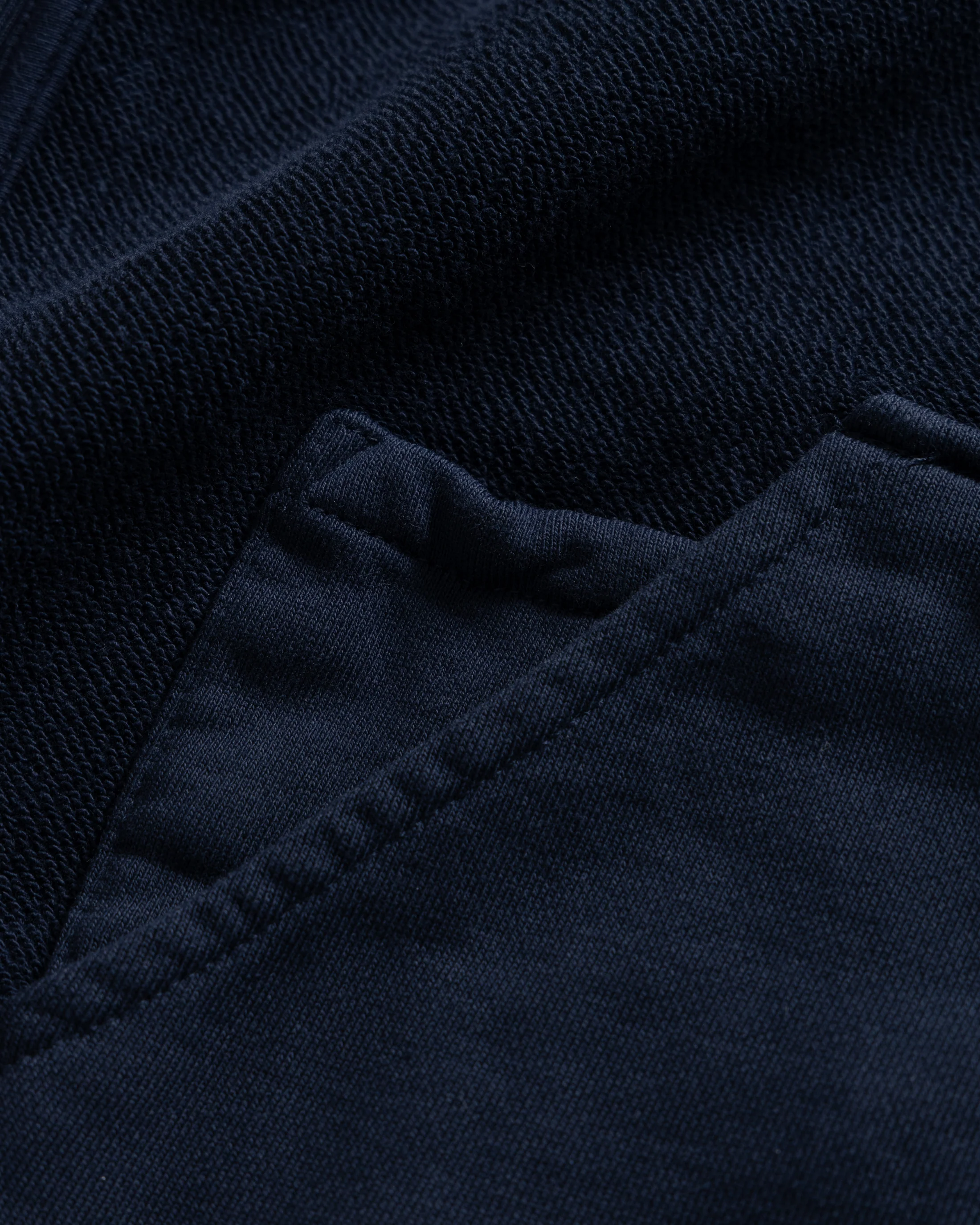 SIMMONS REVERSIBLE HALF-ZIP HOODED SWEATSHIRT - NAVY ALL COTTON LOOPBACK TERRY FLEECE - Image 7