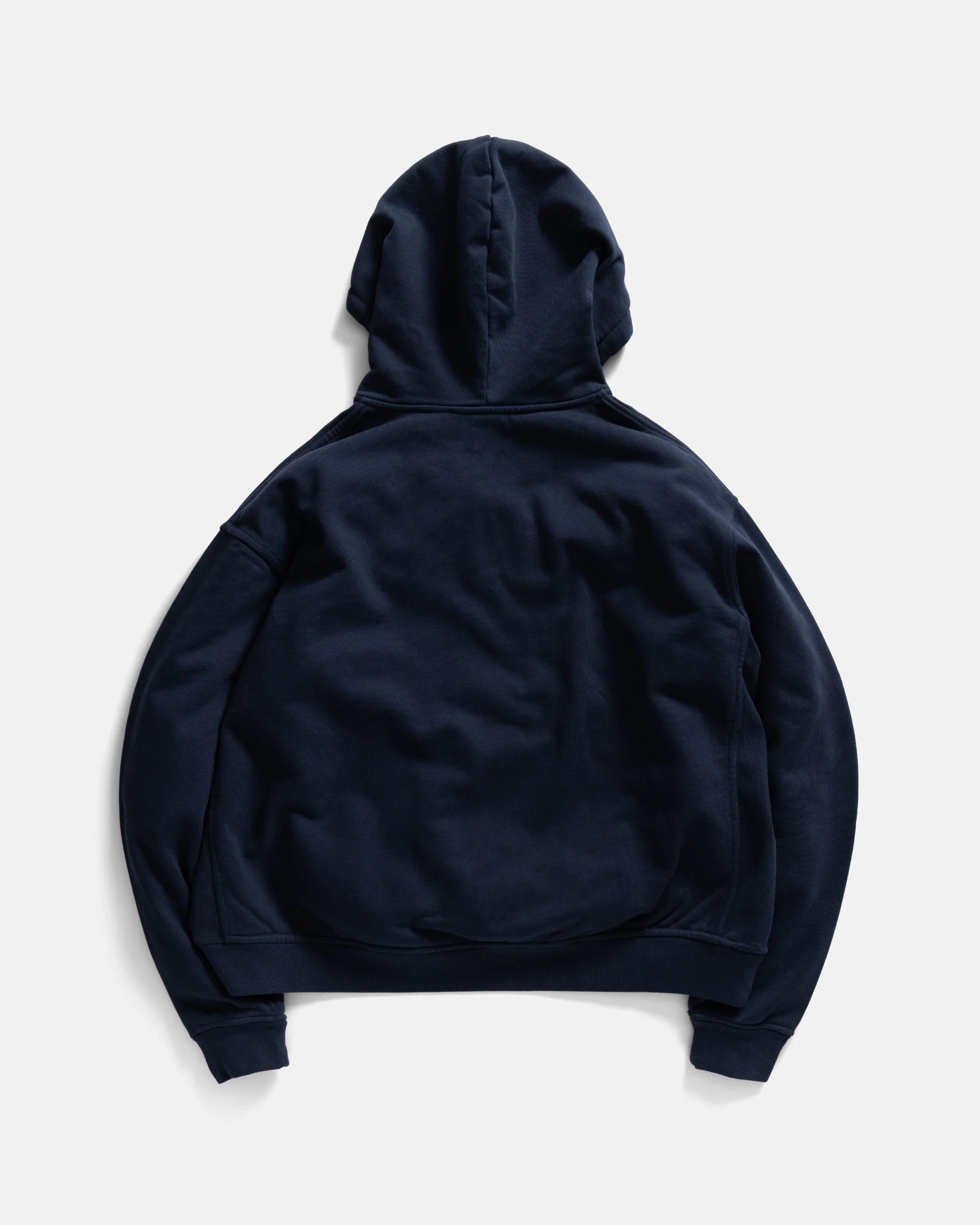 SIMMONS REVERSIBLE HALF-ZIP HOODED SWEATSHIRT - NAVY ALL COTTON LOOPBACK TERRY FLEECE - Image 8