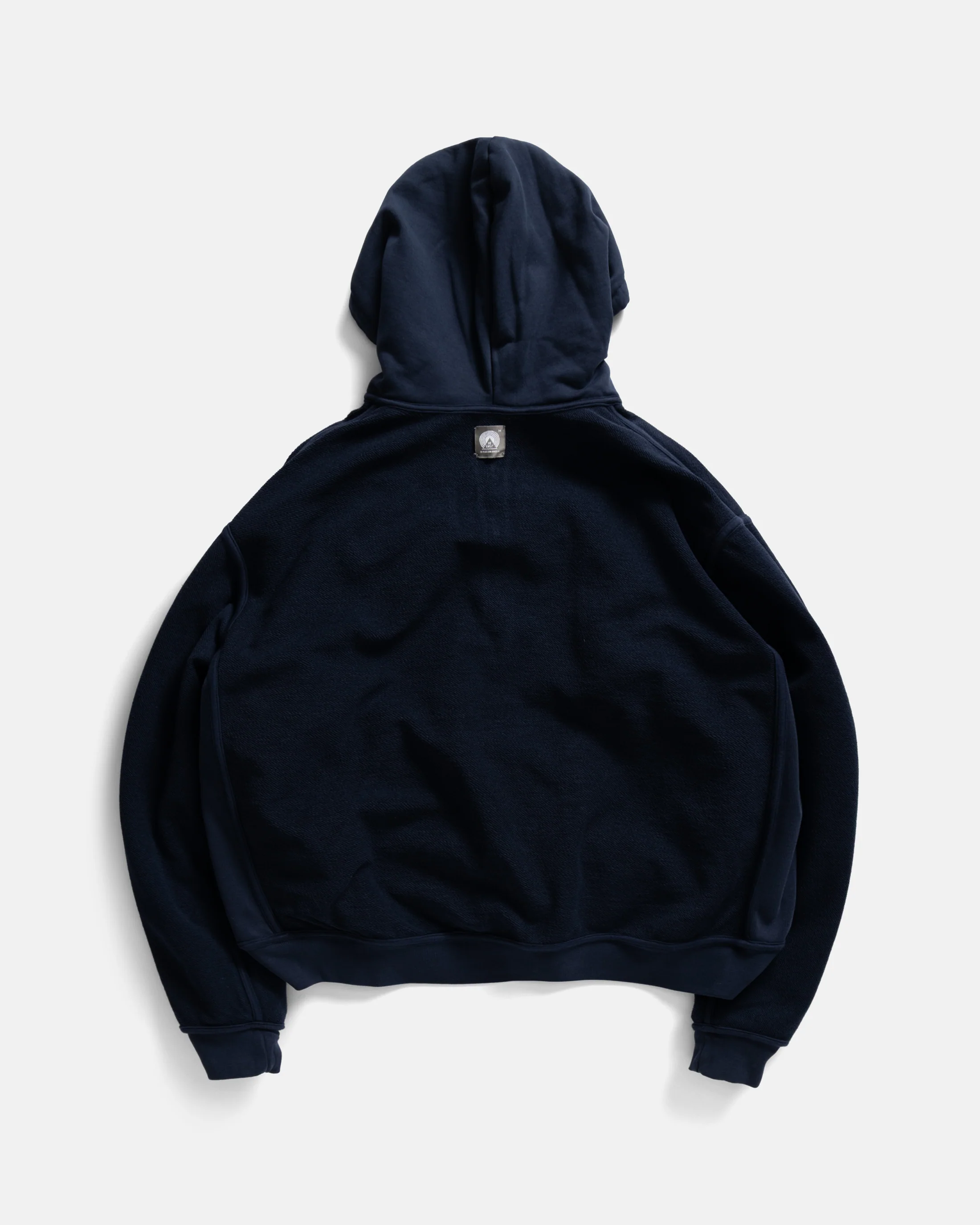 SIMMONS REVERSIBLE HALF-ZIP HOODED SWEATSHIRT - NAVY ALL COTTON LOOPBACK TERRY FLEECE - Image 9