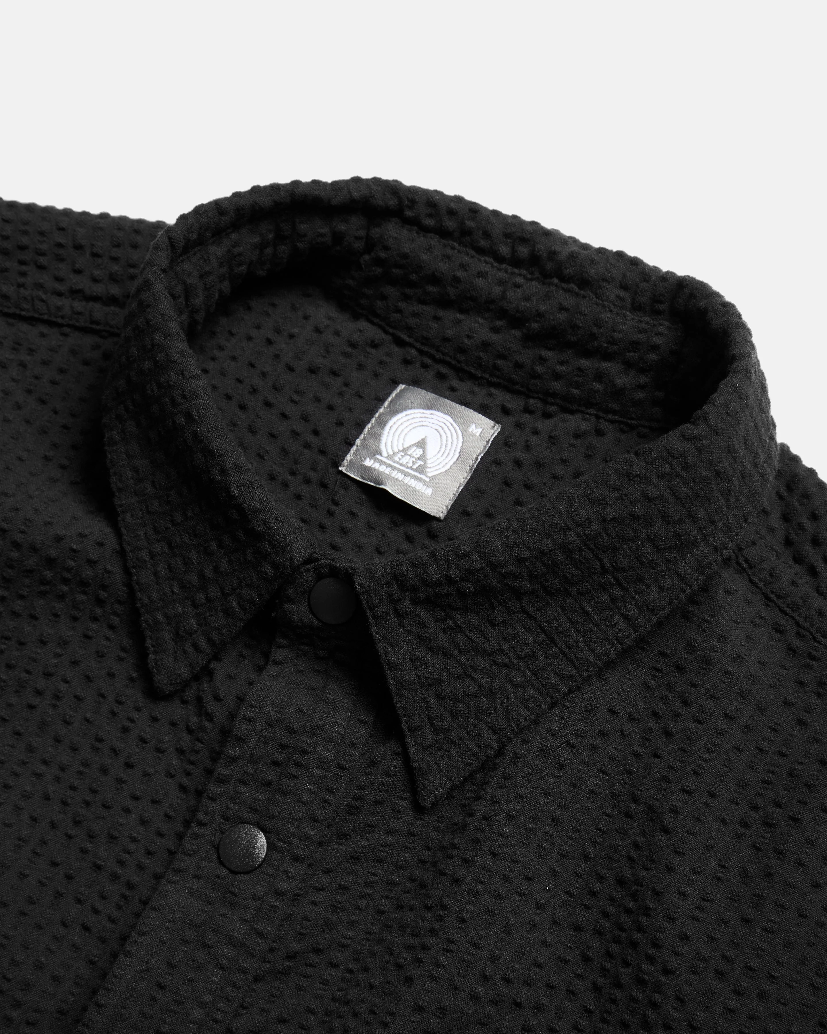 SS EASY WORK SHIRT -TONAL BLACK COTTON SEERSUCKER - Image 3