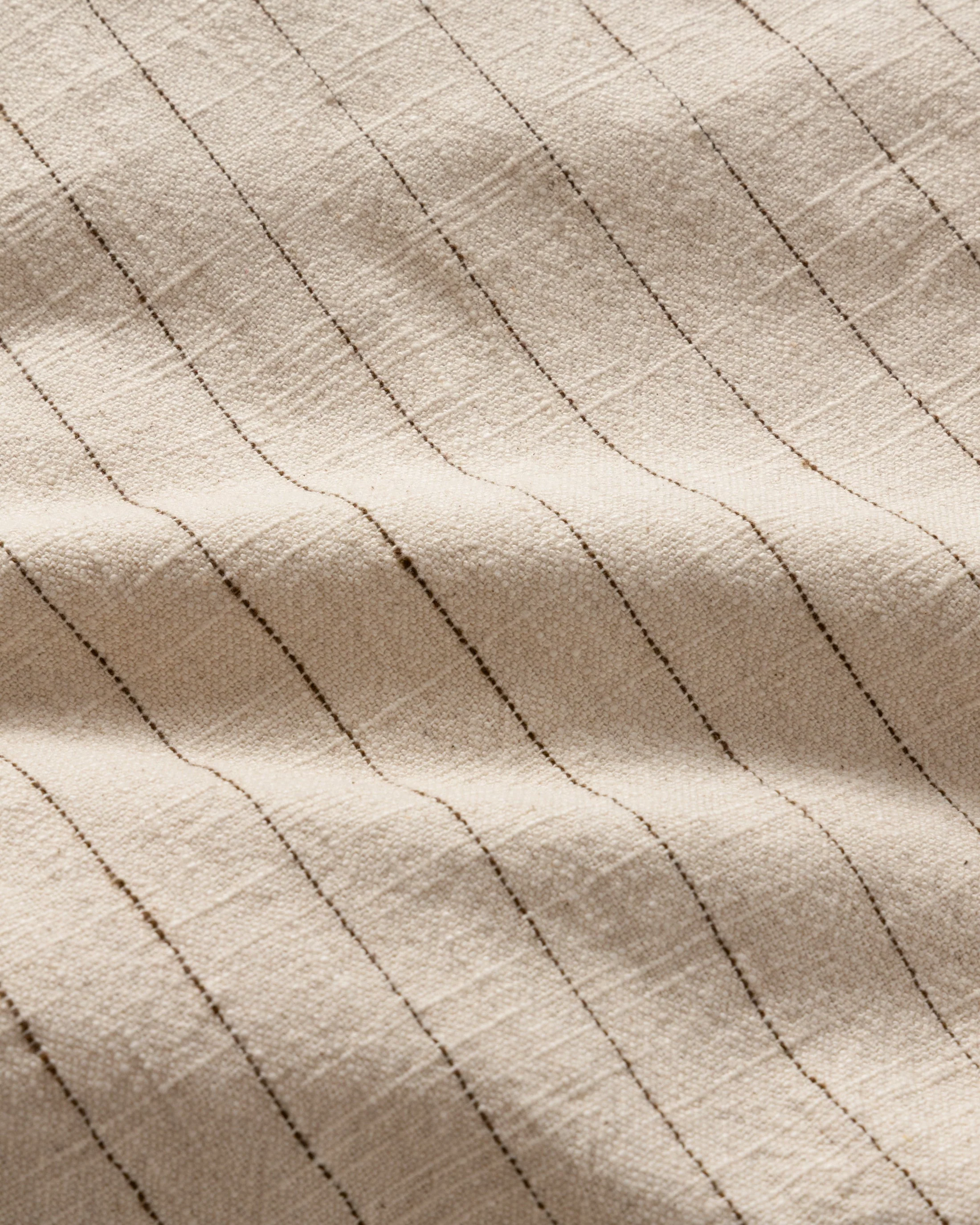 SS EASY WORK SHIRT - ECRU / BROWN STRIPED HANDLOOM COTTON BASKETWEAVE - Image 5