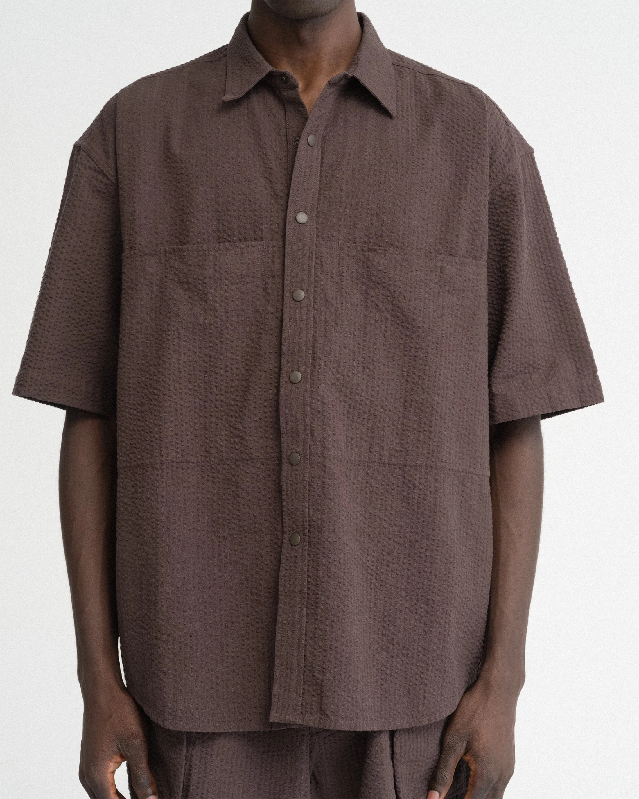 SS EASY WORK SHIRT - TONAL FONDENTE COTTON SEERSUCKER - Image 2