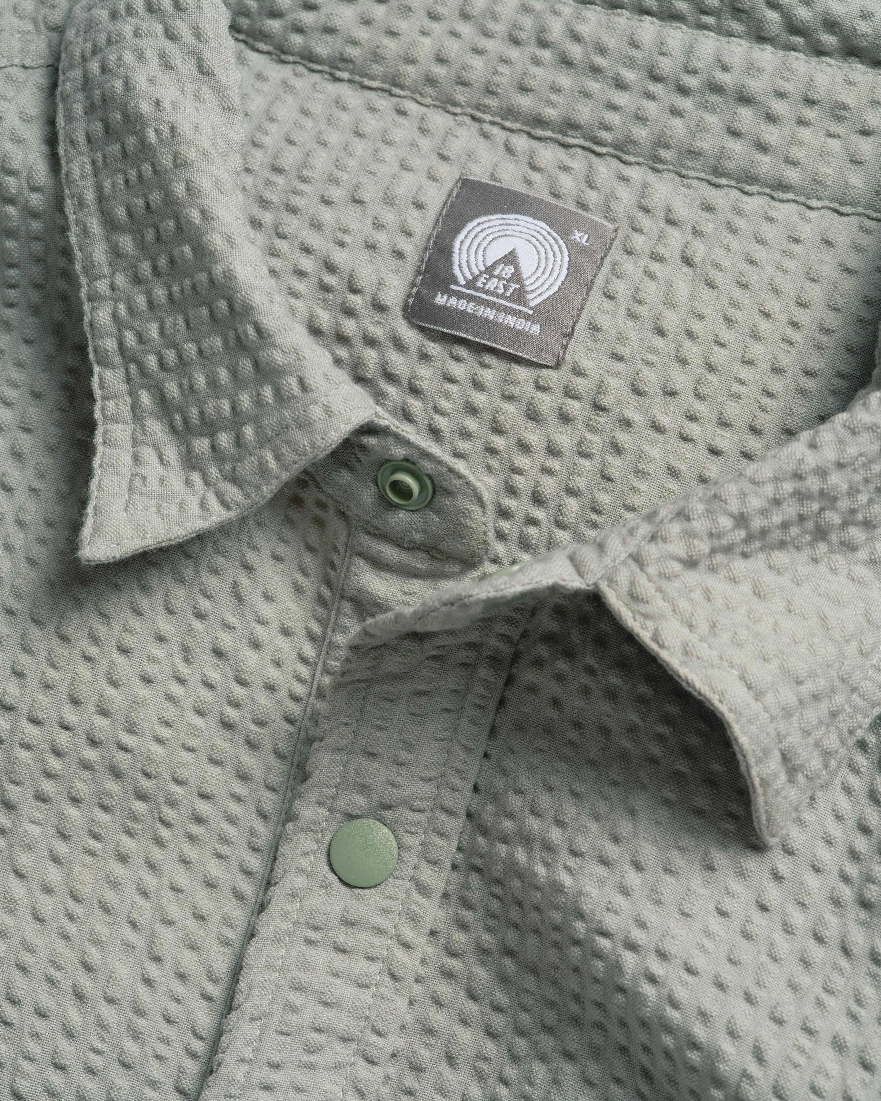 SS EASY WORK SHIRT -TONAL LUNAR ROCK COTTON SEERSUCKER - Image 3