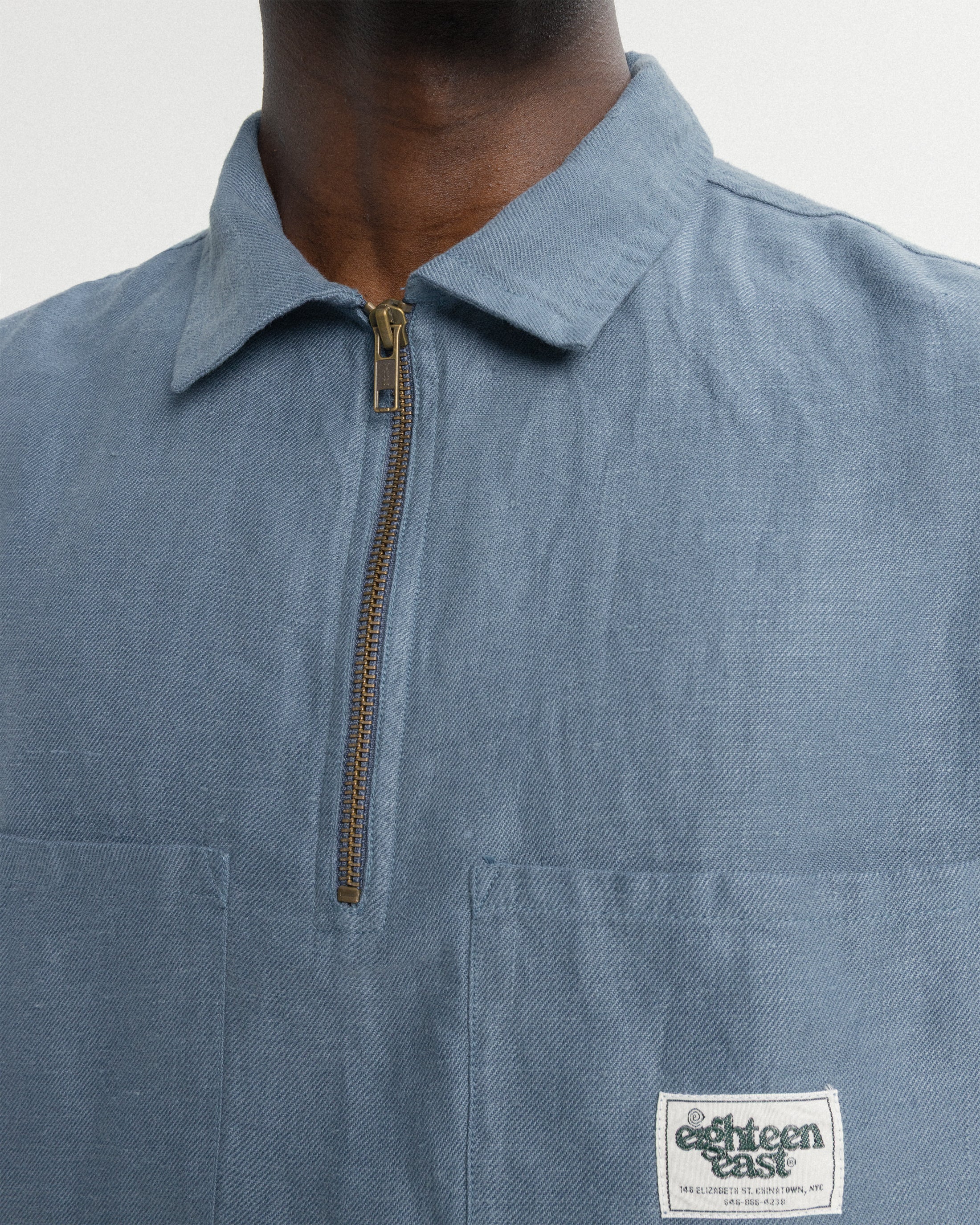 SS HOLLOW SHIRT - CHAMBRAY BLUE LINEN TWILL - Image 6